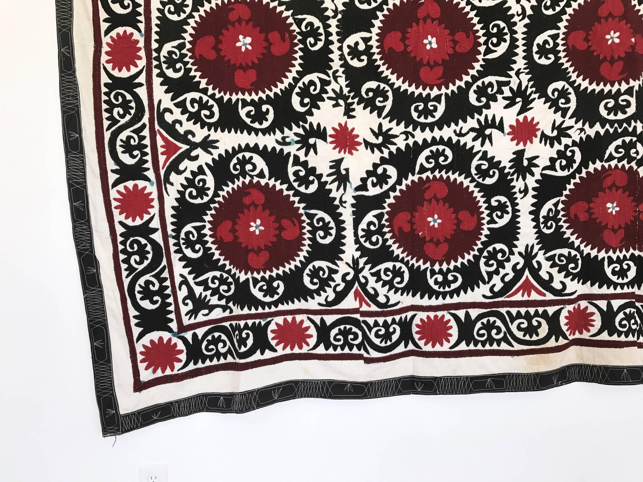 20th Century Monumental Vintage Uzbek Suzani Blanket or Tapestry