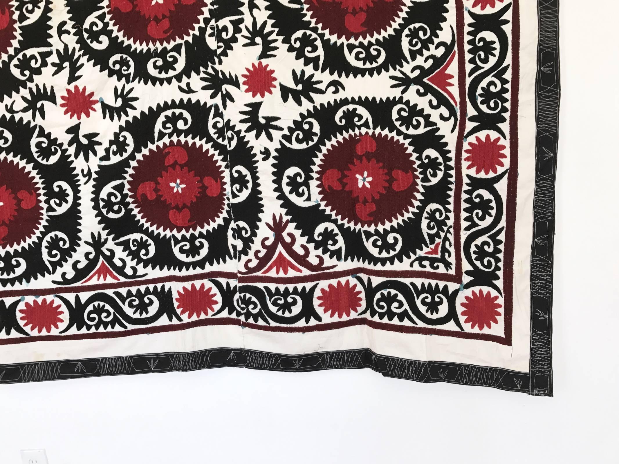 Monumental Vintage Uzbek Suzani Blanket or Tapestry 1