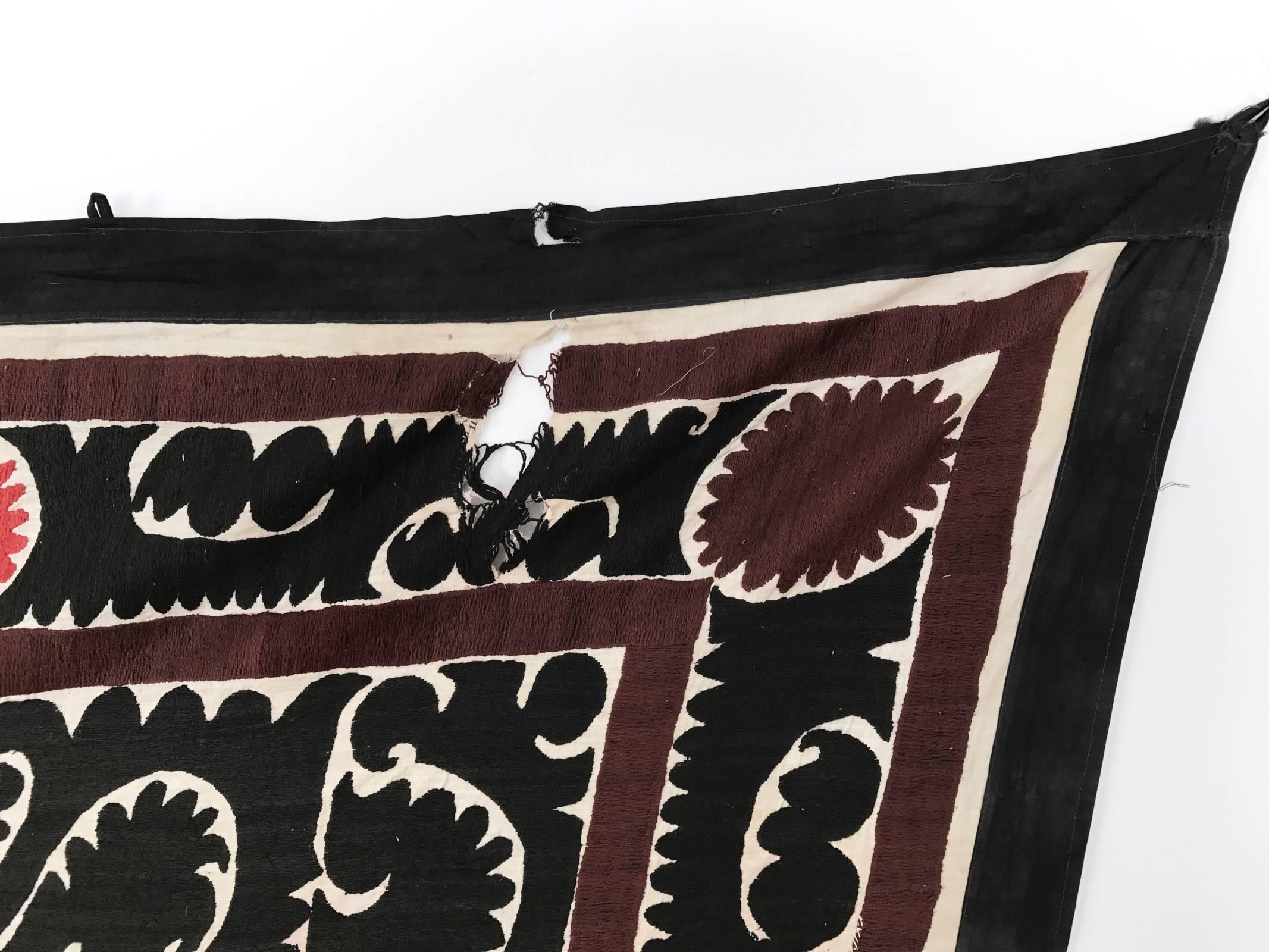 Tribal Large Vintage Uzbek Suzani Blanket or Tapestry