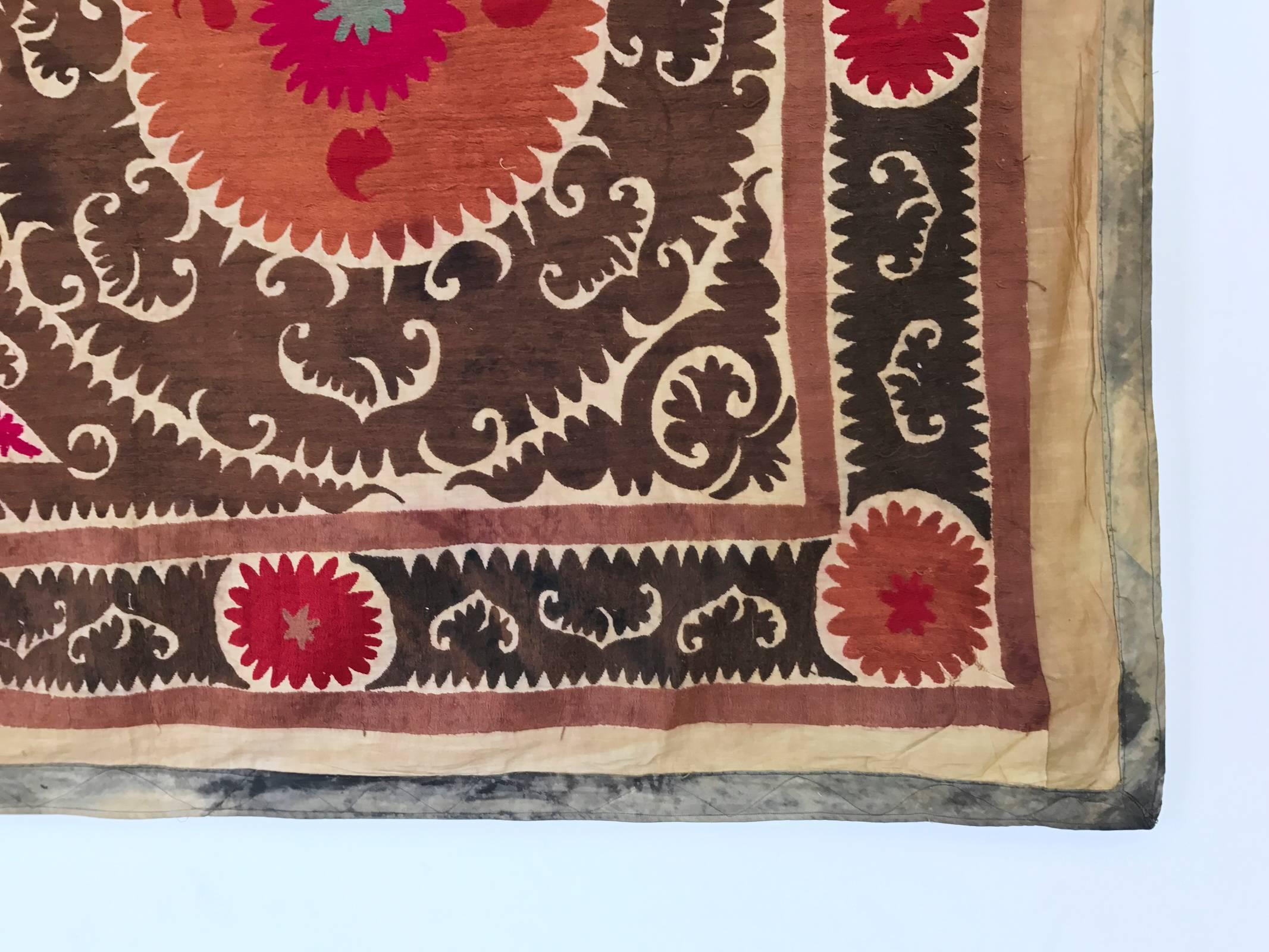 Tribal Vintage Uzbek Suzani Blanket or Tapestry