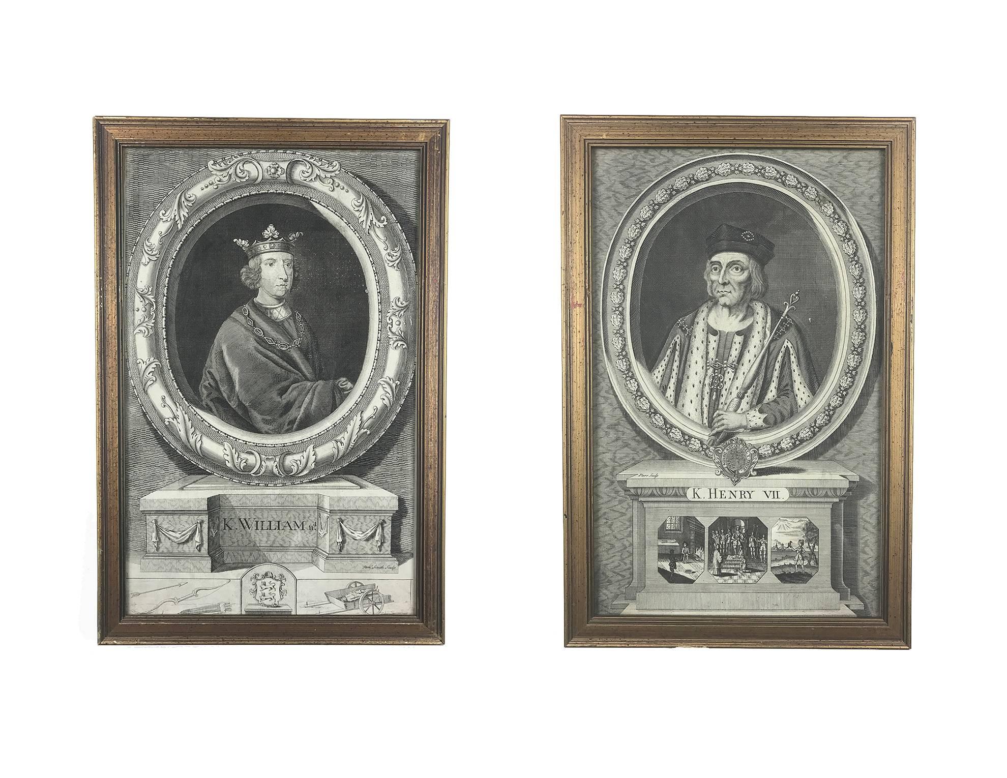 Neoclassical Set of 11 Framed Engravings of Illustrious Persons of Great Britain, circa 1750