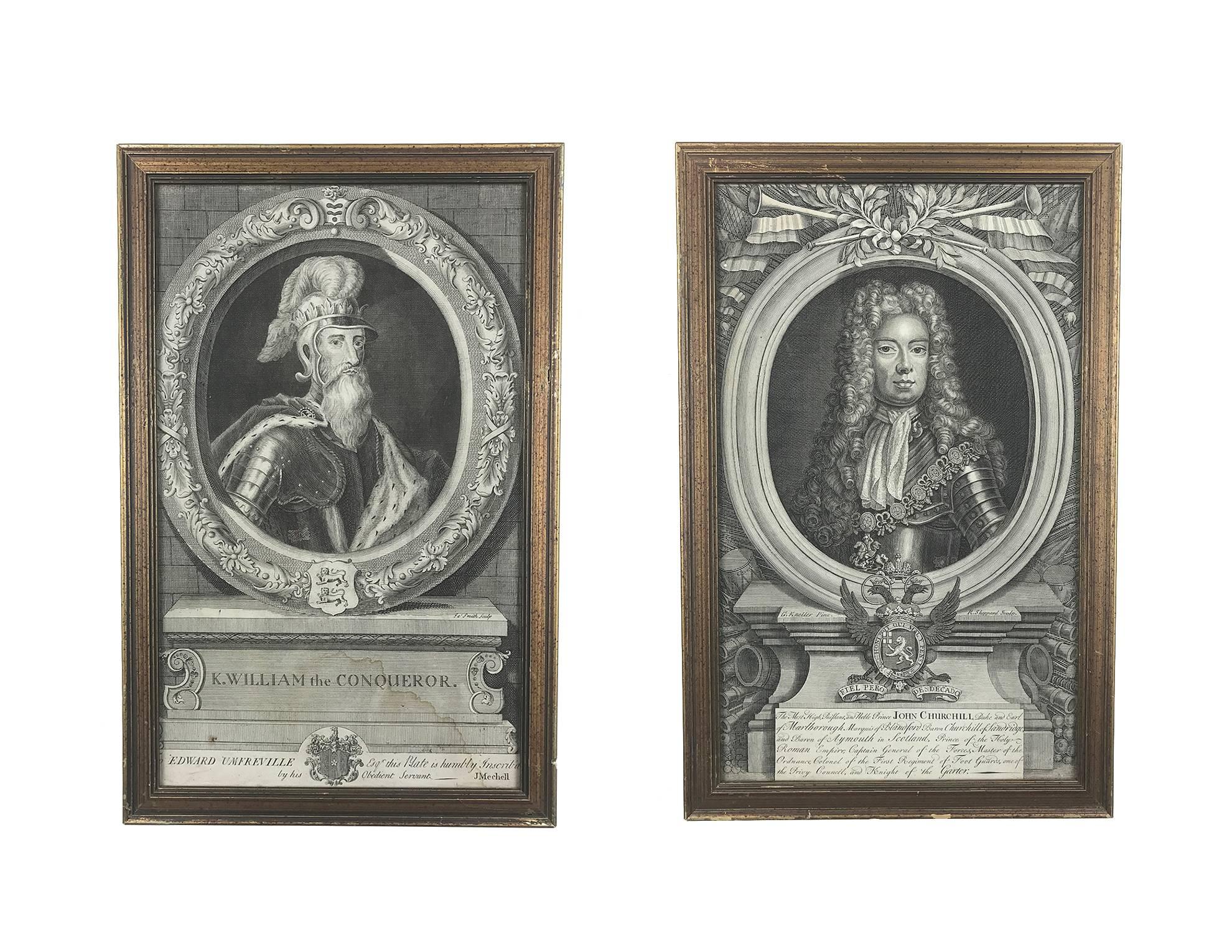 18th Century Set of 11 Framed Engravings of Illustrious Persons of Great Britain, circa 1750