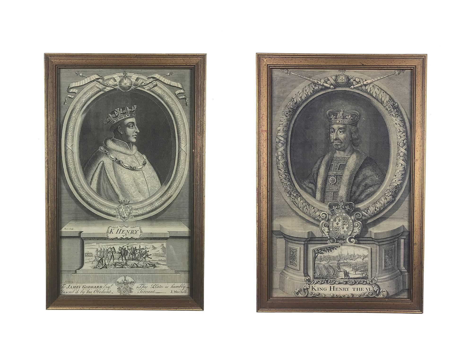 English Set of 11 Framed Engravings of Illustrious Persons of Great Britain, circa 1750