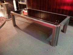 Mid-Century Modern Sofa Table, Aluminium, Chrome, Smoked Glass Top