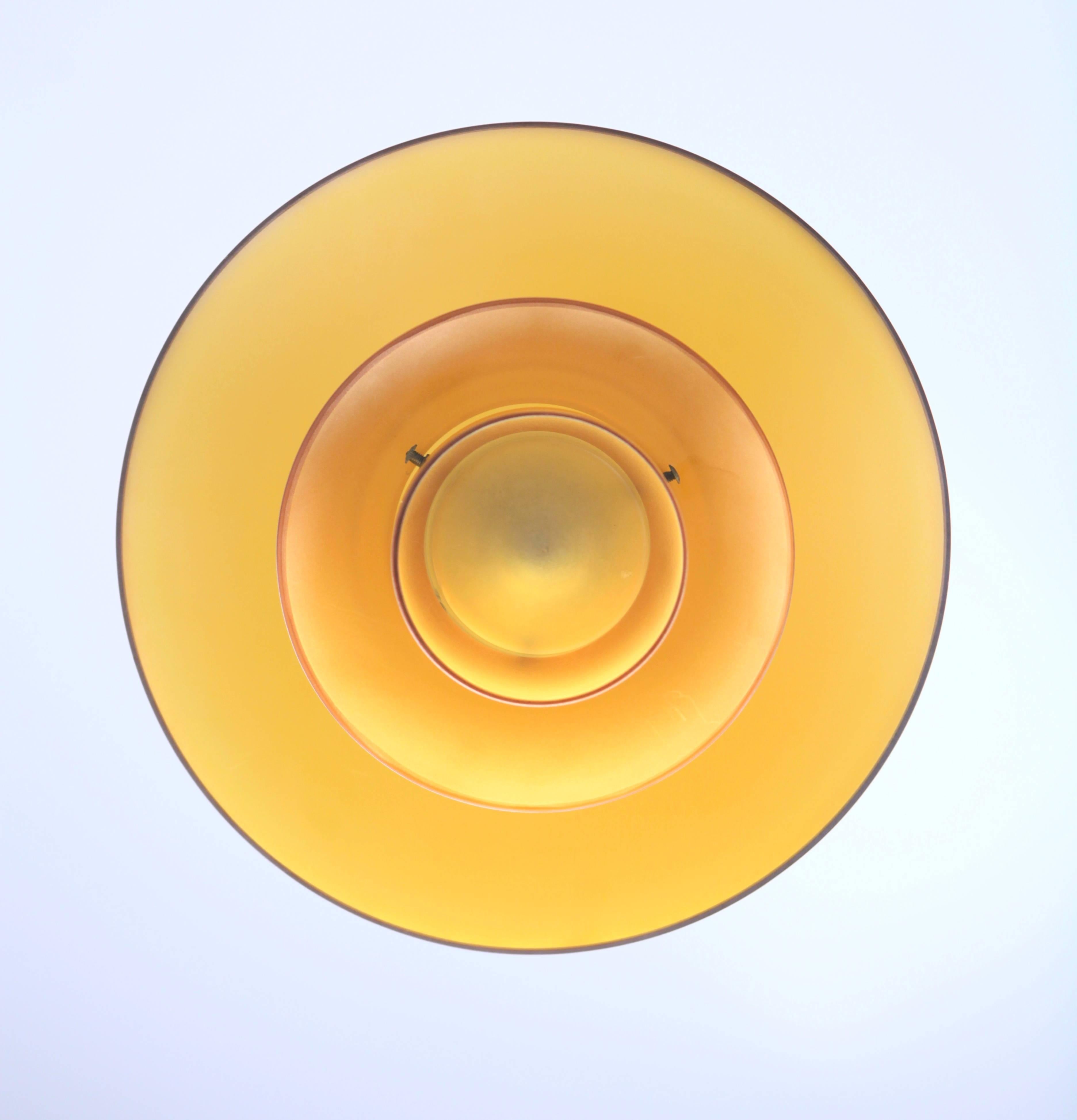 Scandinavian Modern Poul Henninsen, 3 1/2 /3 Amber Colored Glass Pendent Ceiling Light, 1927