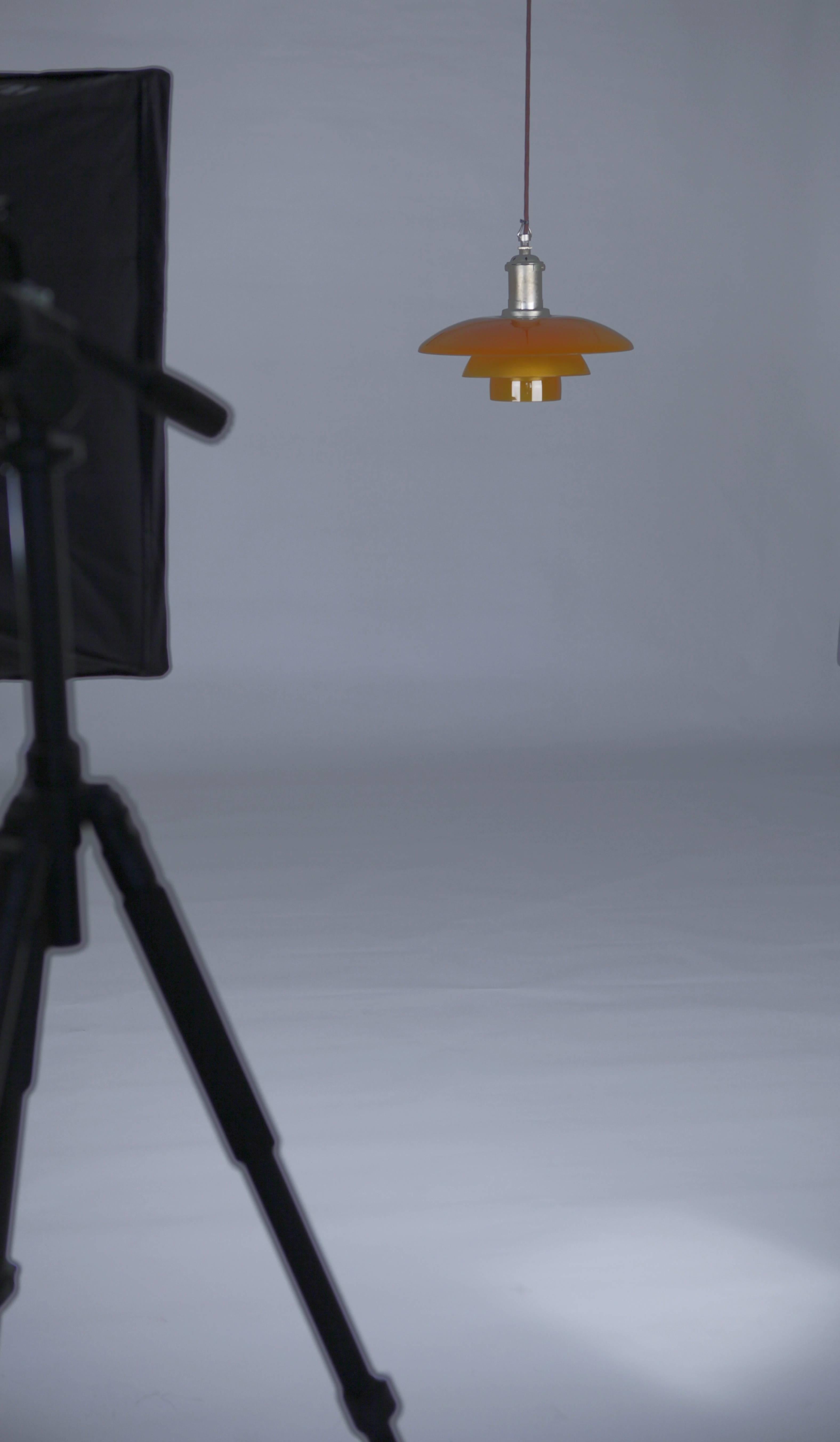 Early 20th Century Poul Henninsen, 3 1/2 /3 Amber Colored Glass Pendent Ceiling Light, 1927