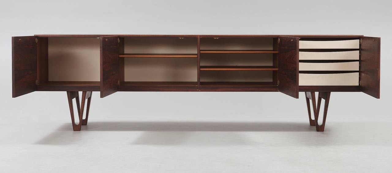 Sideboard by Ib Kofod-Larsen for Säffle Möbelfabrik, Sweden, 1958.

Beautiful Palisander sideboard designed by the Danish designer Ib Kofod-Larsen, produced by the Swedish manufacturer Säffle Möbelfabrik.
This rare and very sought after model