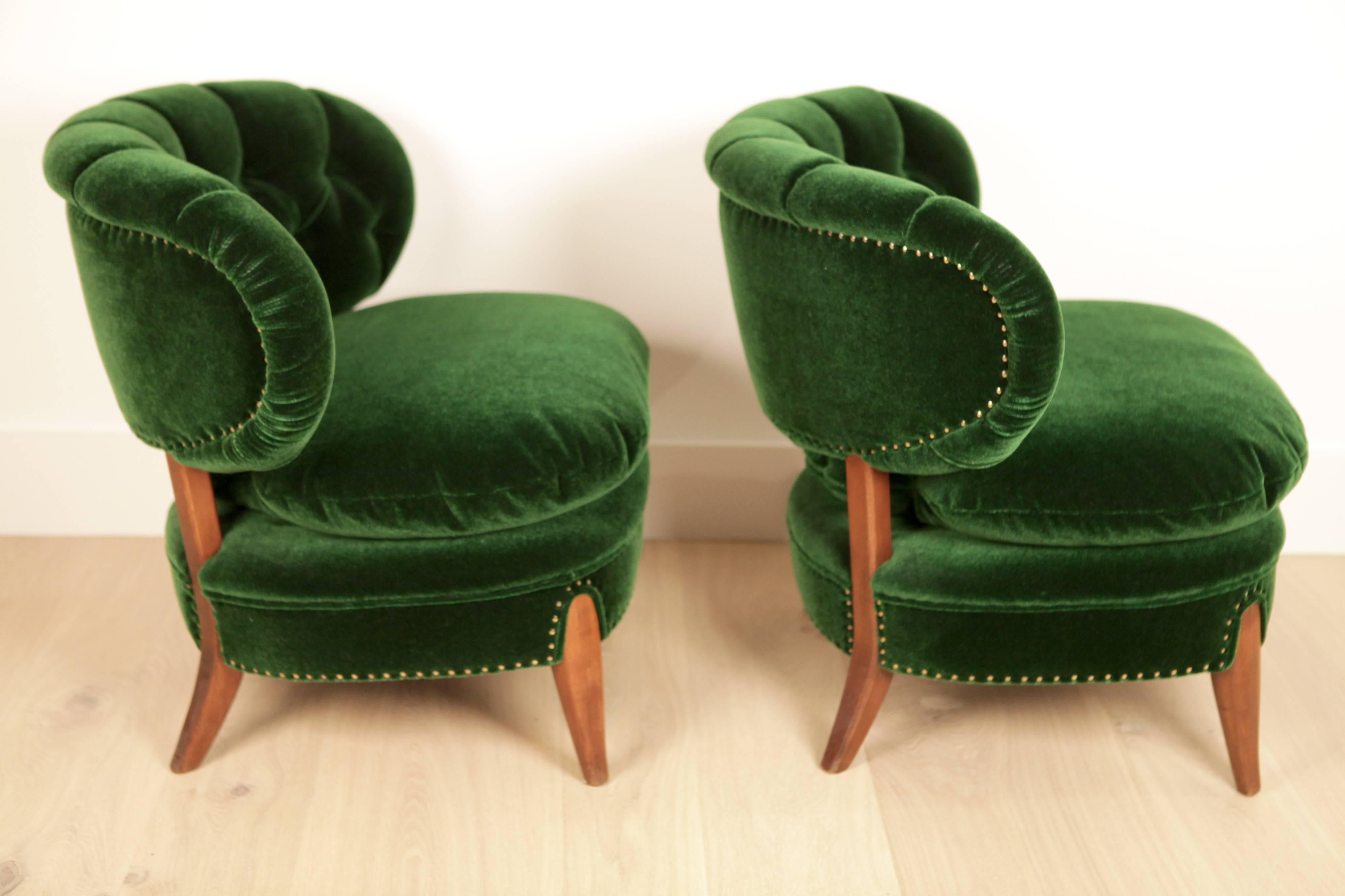 Pair of cocktail chairs, designed by Otto Schulz for Boet, Sweden, 1950s.