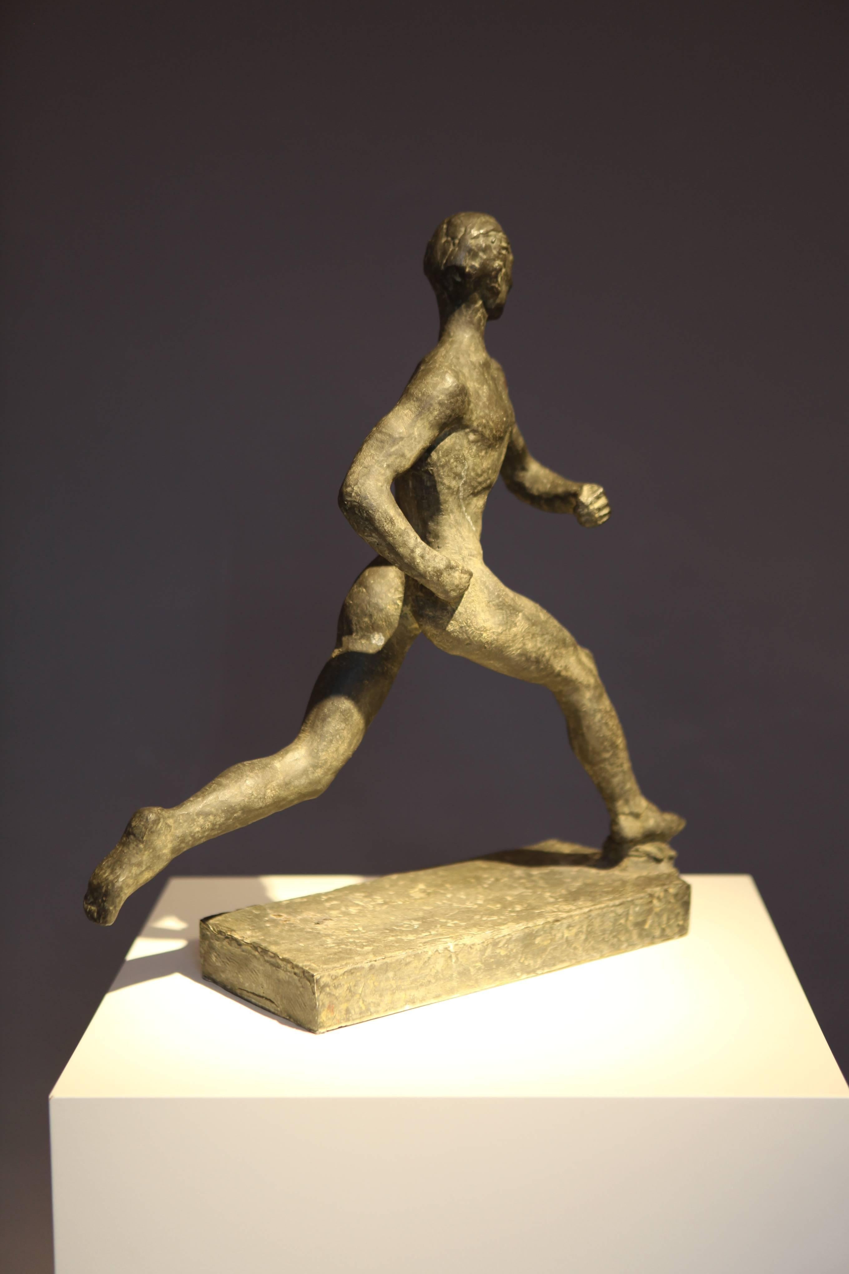 Win Aaltonen, Athletische Skulptur, Finnland, 1950er Jahre (Patiniert)