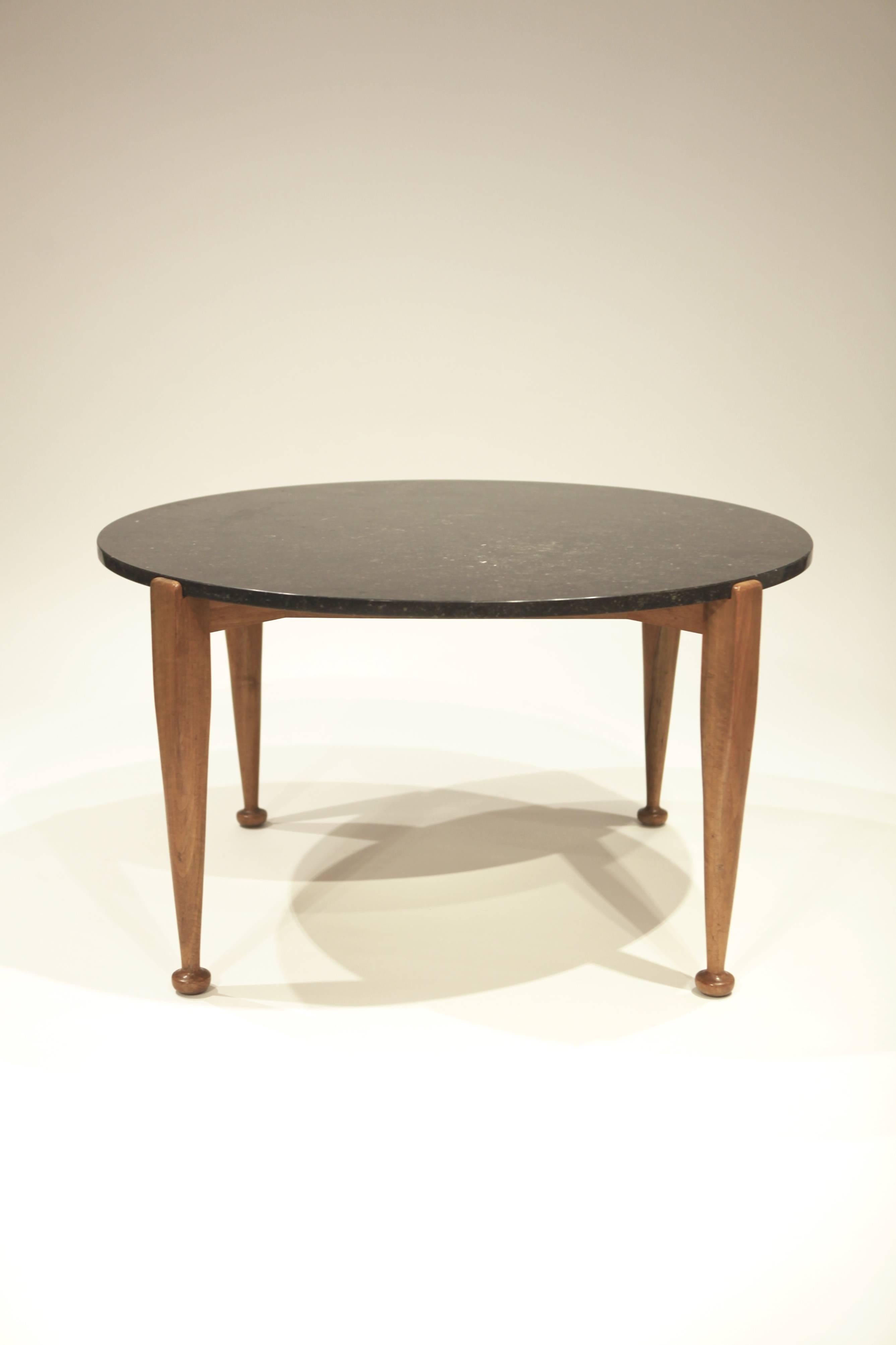 Swedish Josef Frank Coffee Table in Black Marble and Walnut, 1950 For Sale