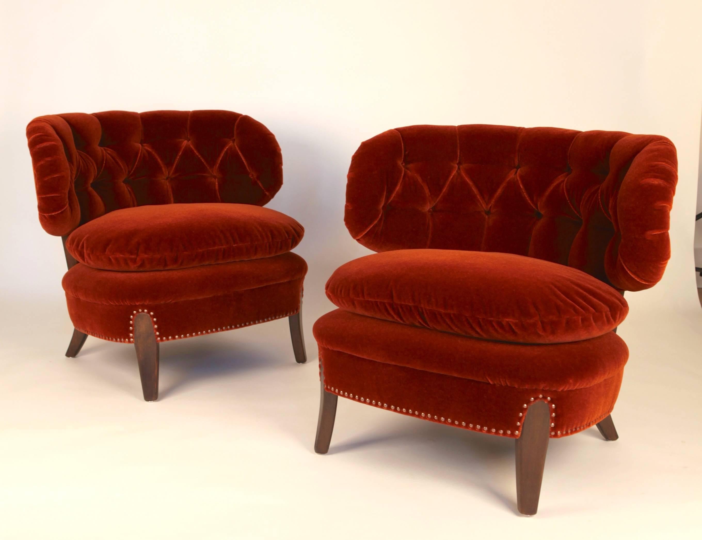 Stained Otto Schulz, Pair of Cocktail Chairs, 1940s