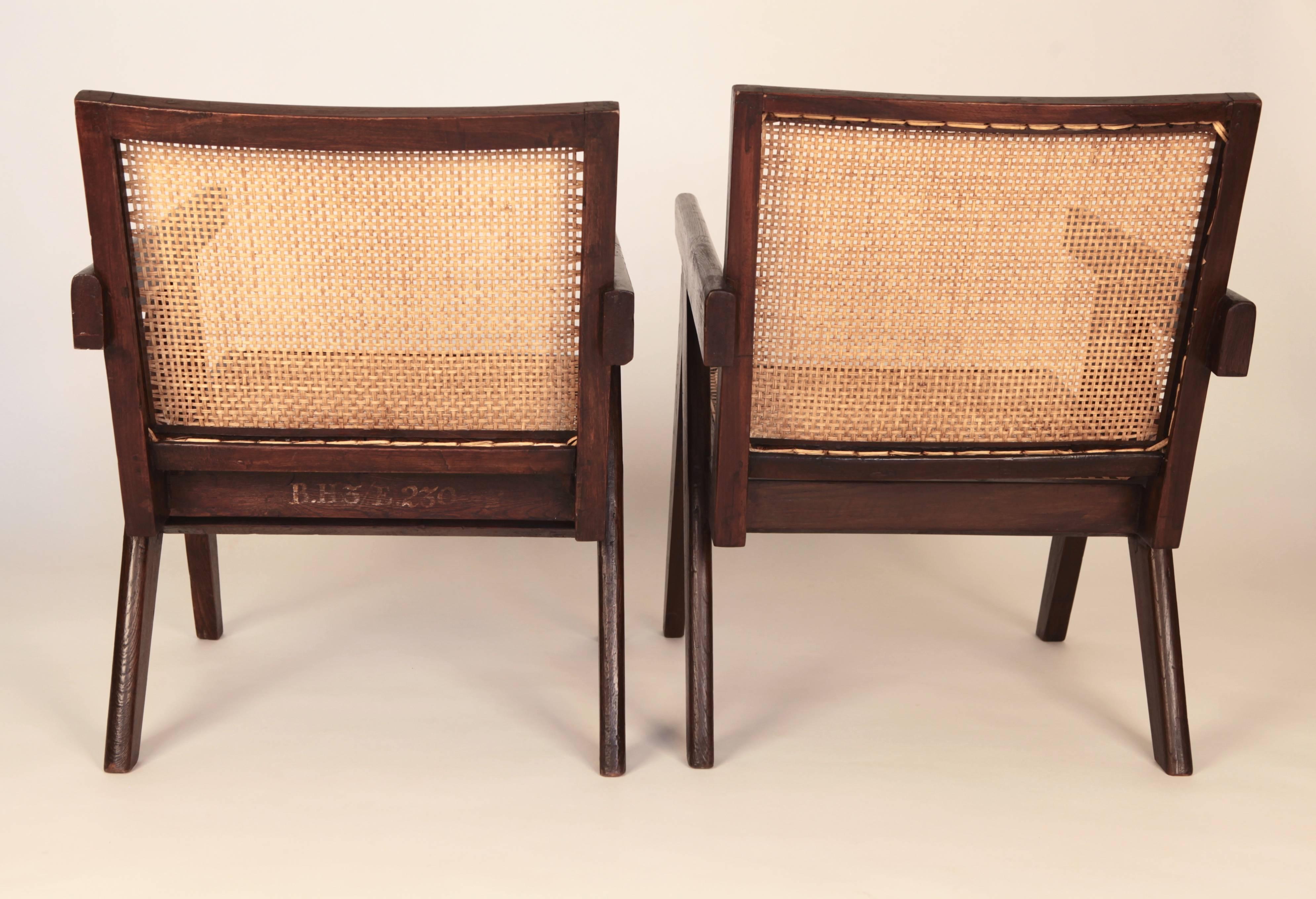 Indian Pierre Jeanneret, Pair of Easy Armchairs, Chandigarh, India, 1955
