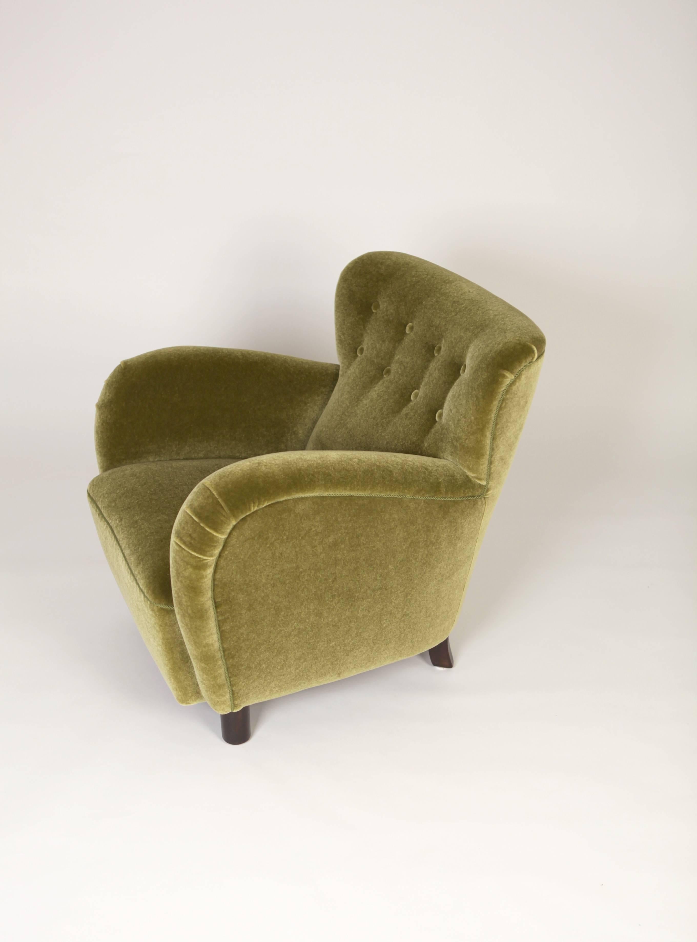Stained Flemming Lassen, attributed Armchair, Denmark, 1930s-1940s