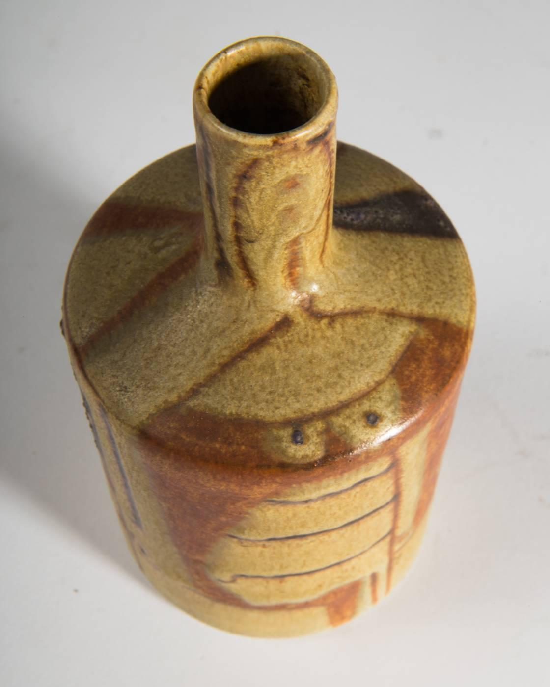 Mid-Century Modern Beate Kuhn, Ceramic-Bottle Vase, Germany, 1950