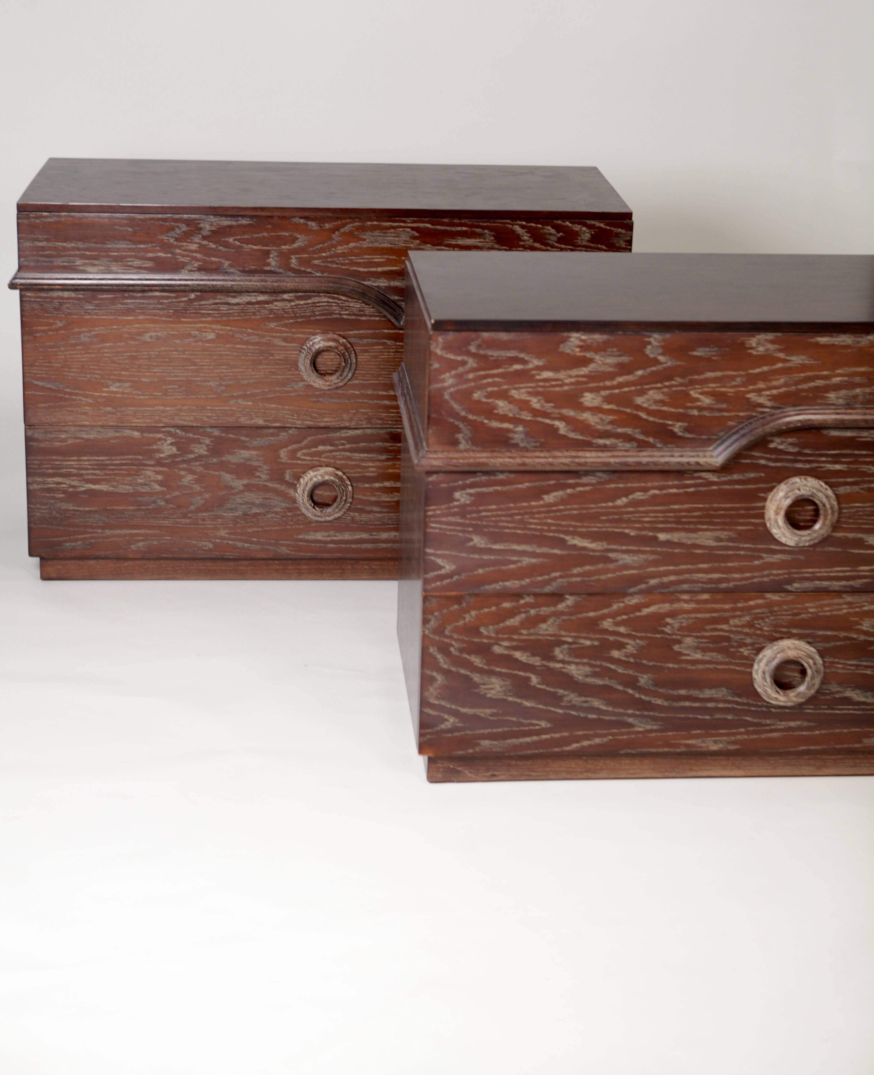 Pair of James Mont Cerused Oak Chest of Drawers, 1940s In Excellent Condition In Berlin, DE