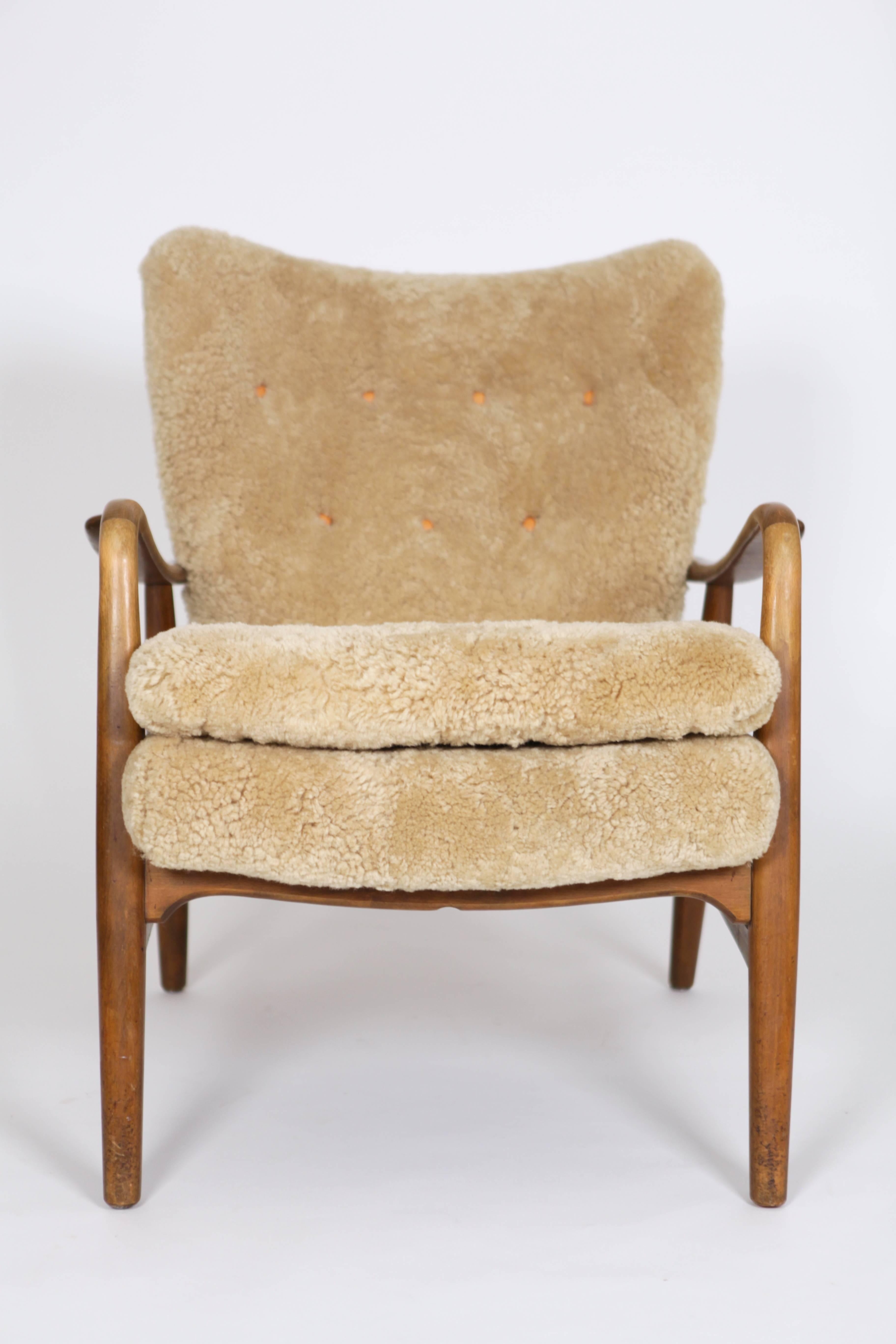 Pair of Rare Easy Chairs with Footstool by Acton Schubell & Ib Madsen In Excellent Condition In Berlin, DE