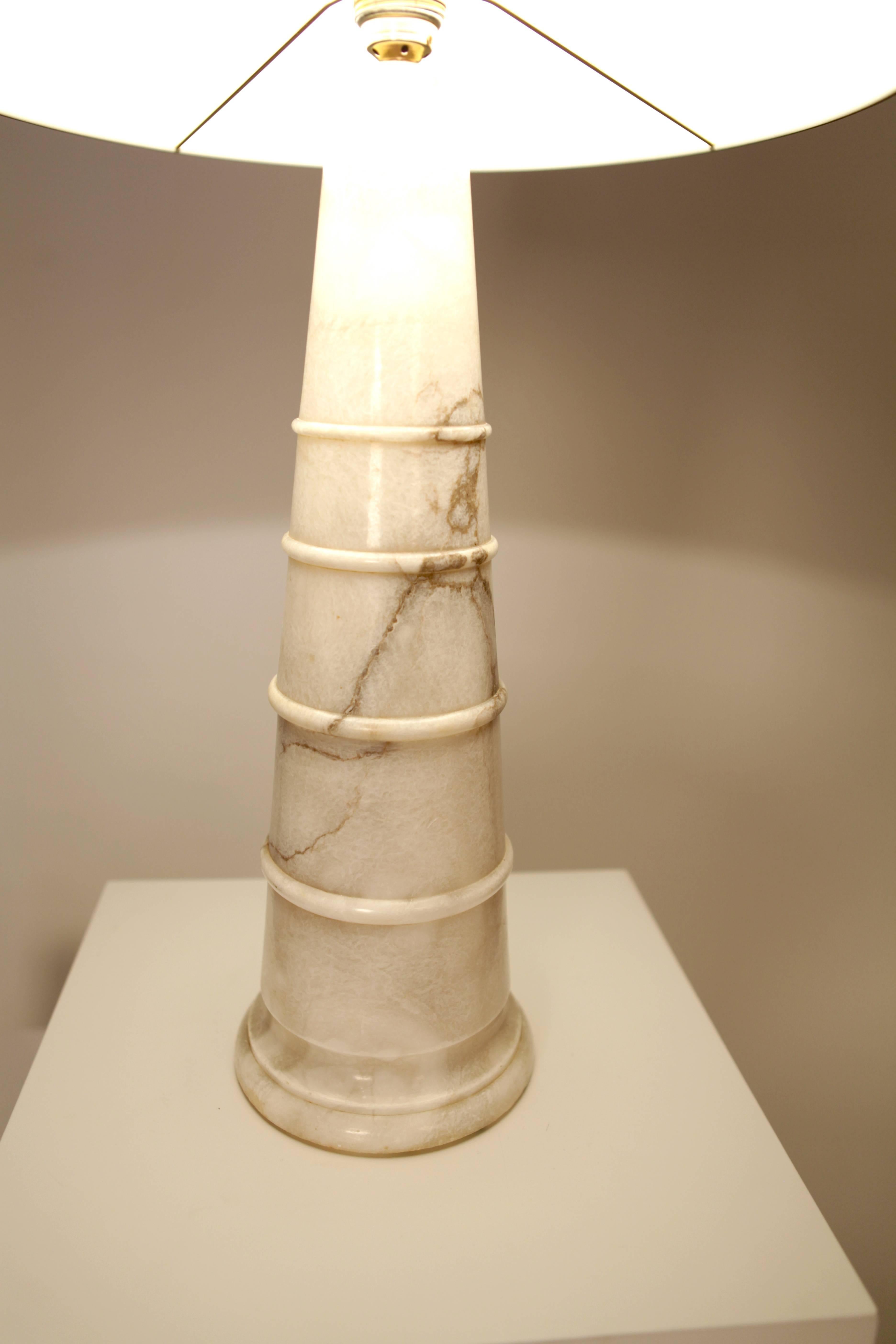 Italian  White Carrara-Marble Table Lamp, Italy 1970