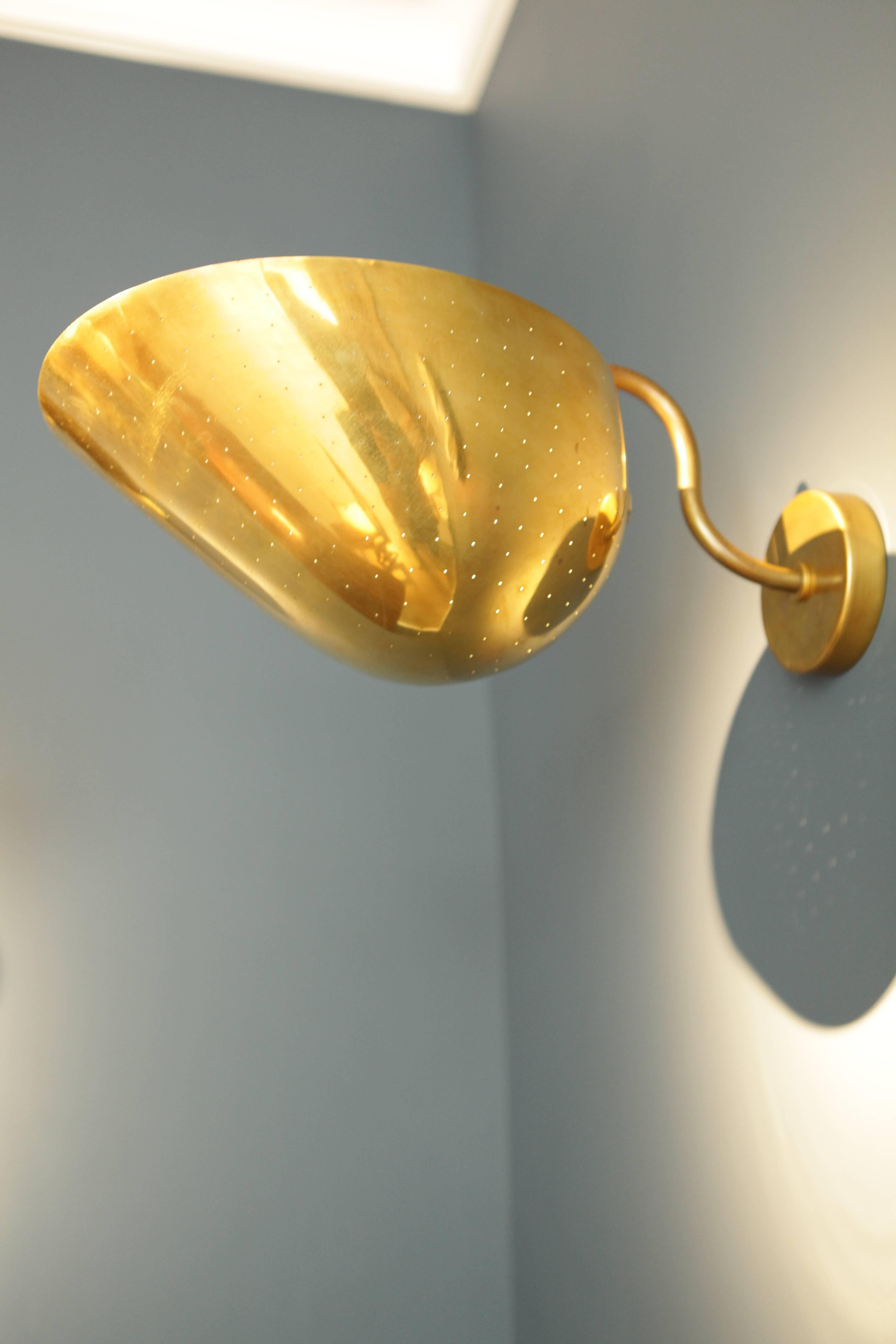 Scandinavian Modern Carl-Axel Acking, Pair of Large Brass Sconces, Sweden, 1940s