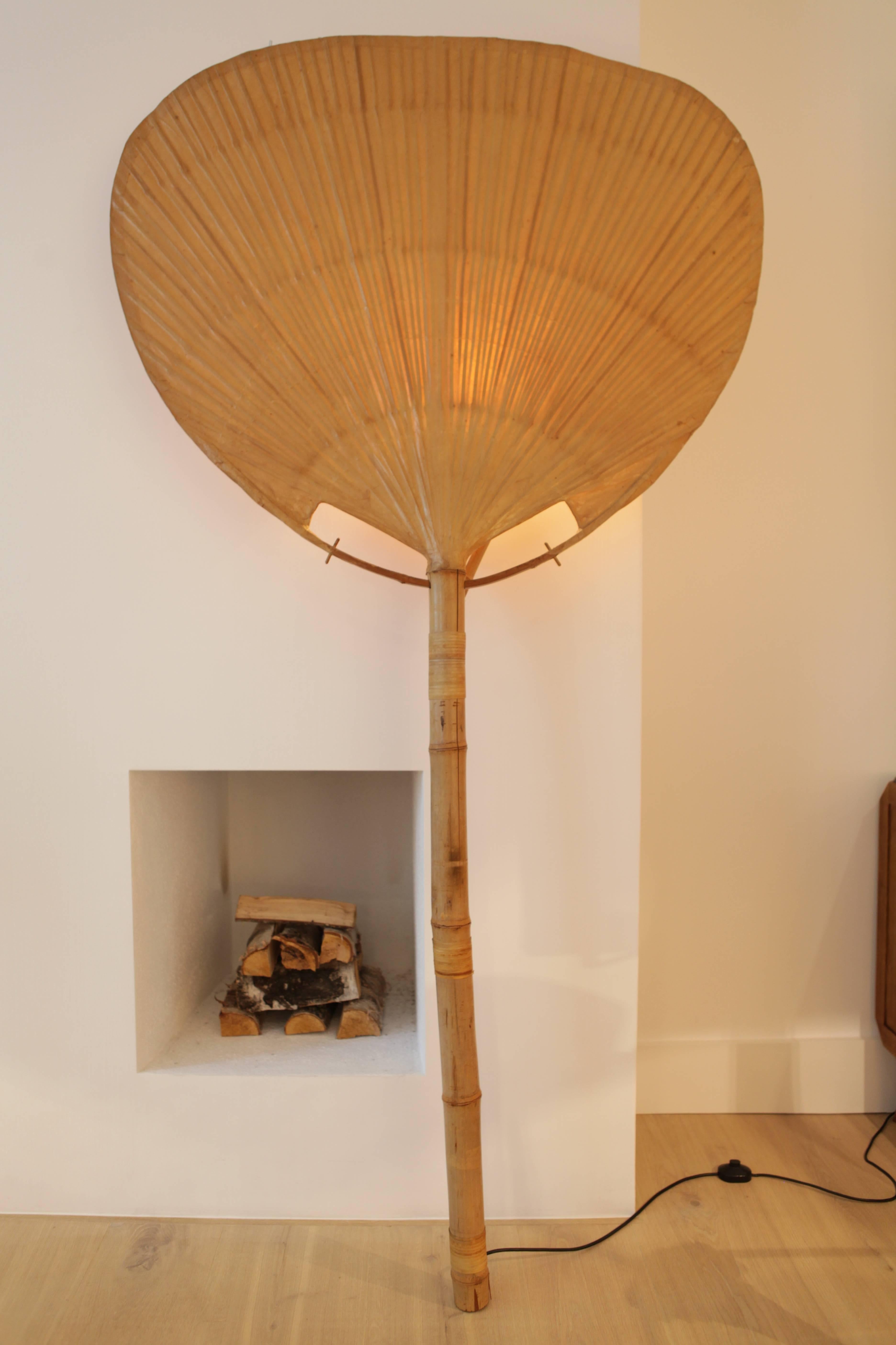 Bamboo Ingo Maurer, Uchiwa I, Floor Lamp, 1973