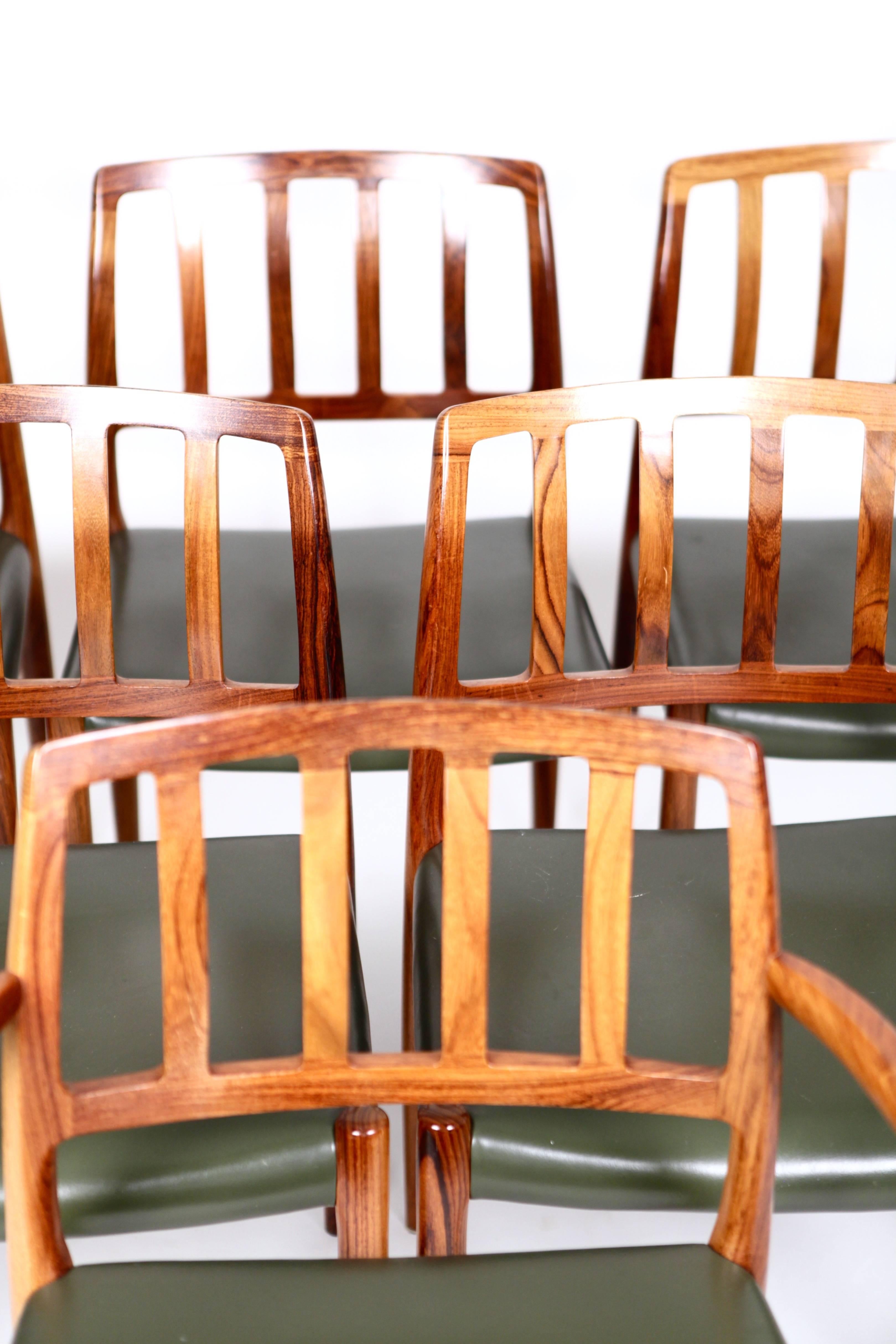 Scandinavian Modern Niels O. Møller, Set of Six East Indian Rosewood Dining Chairs