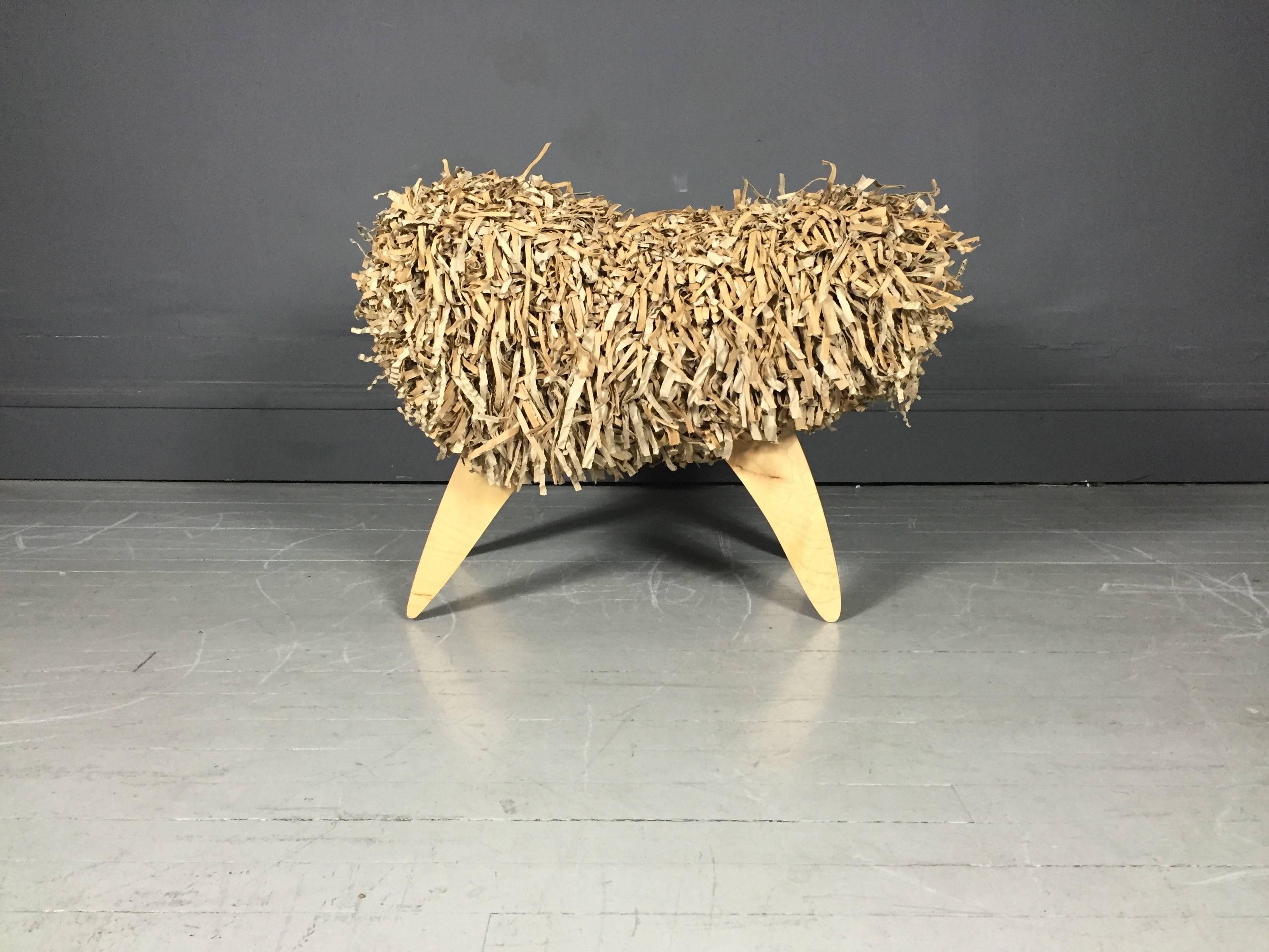 Paper Joel Stearns Prototype Bench, Shredded Cardboard and Wood, USA
