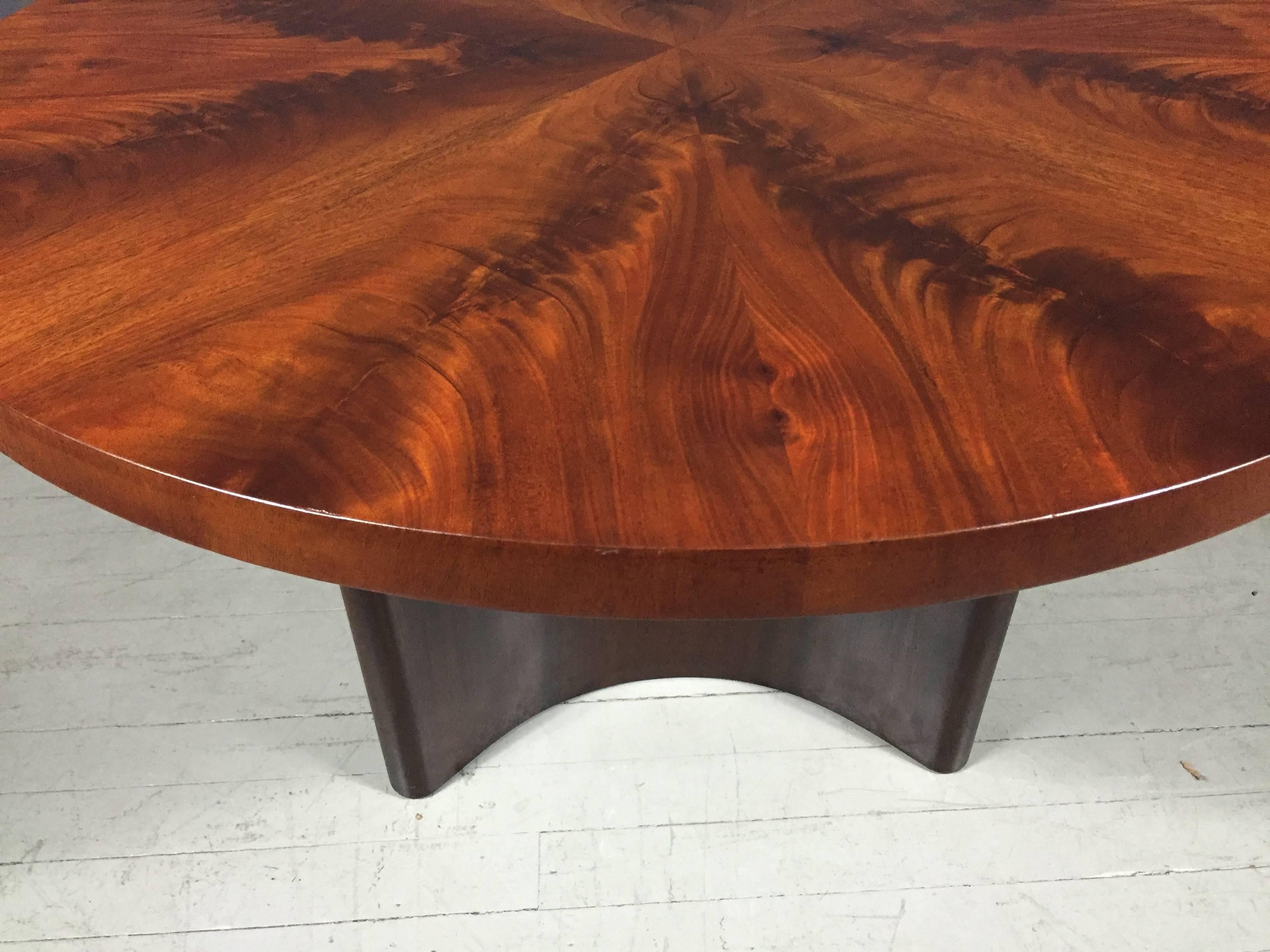 Swedish Art Deco Crotch Mahogany Coffee Table, Dated 1940 2