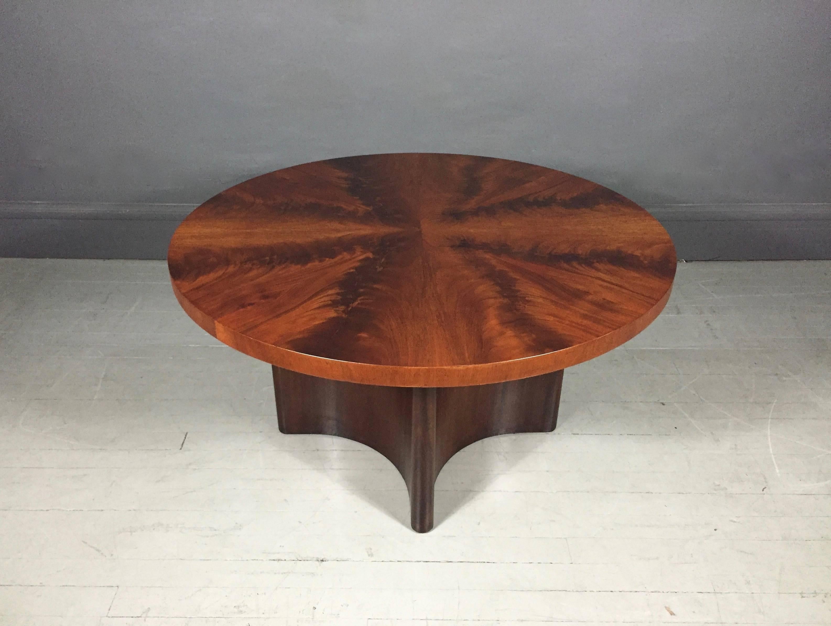 Swedish Art Deco Crotch Mahogany Coffee Table, Dated 1940 In Excellent Condition In Hudson, NY