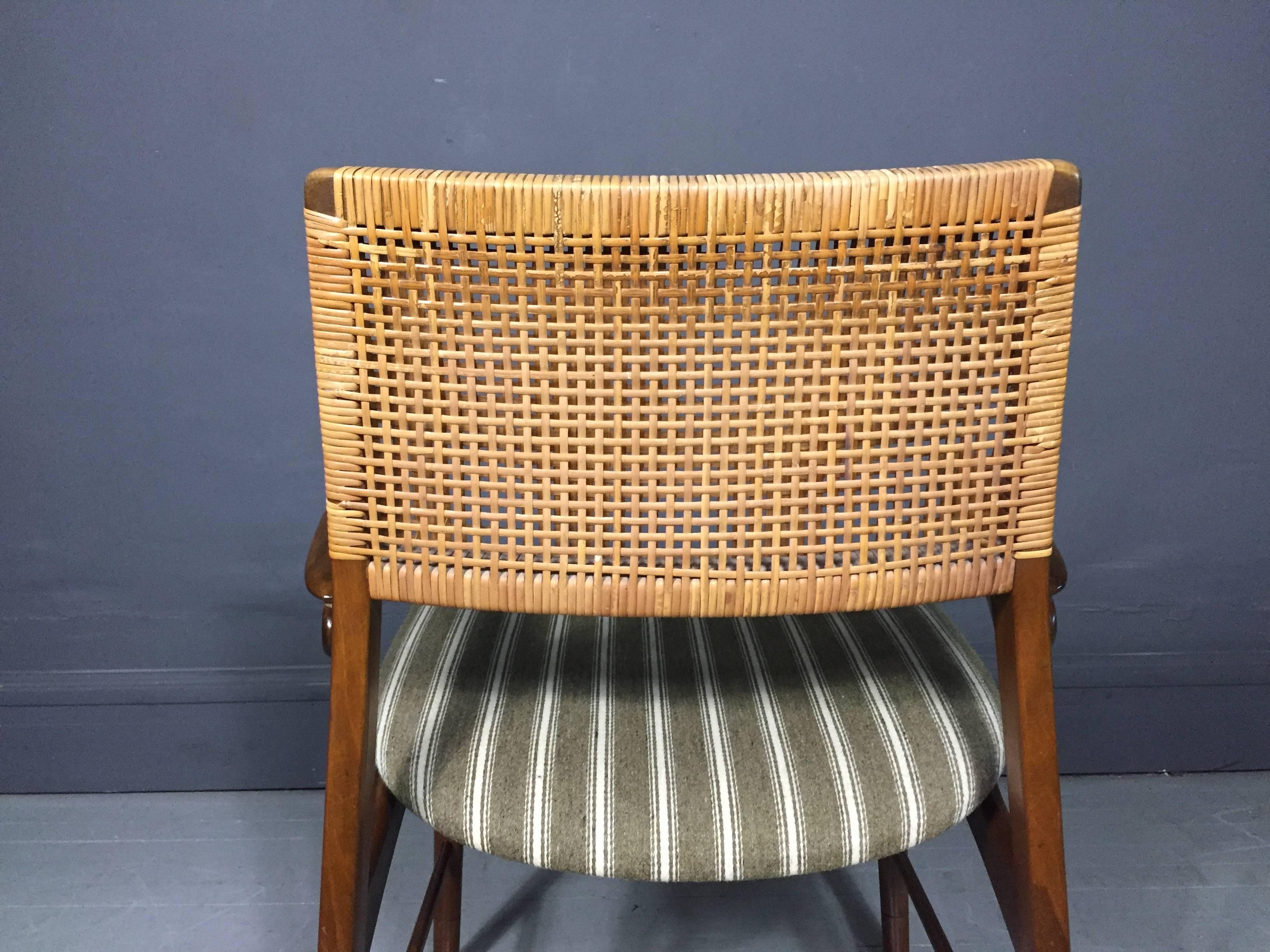 Beech and Cane Armchair by Knudsen for Jensen, Denmark, 1950s In Excellent Condition In Hudson, NY