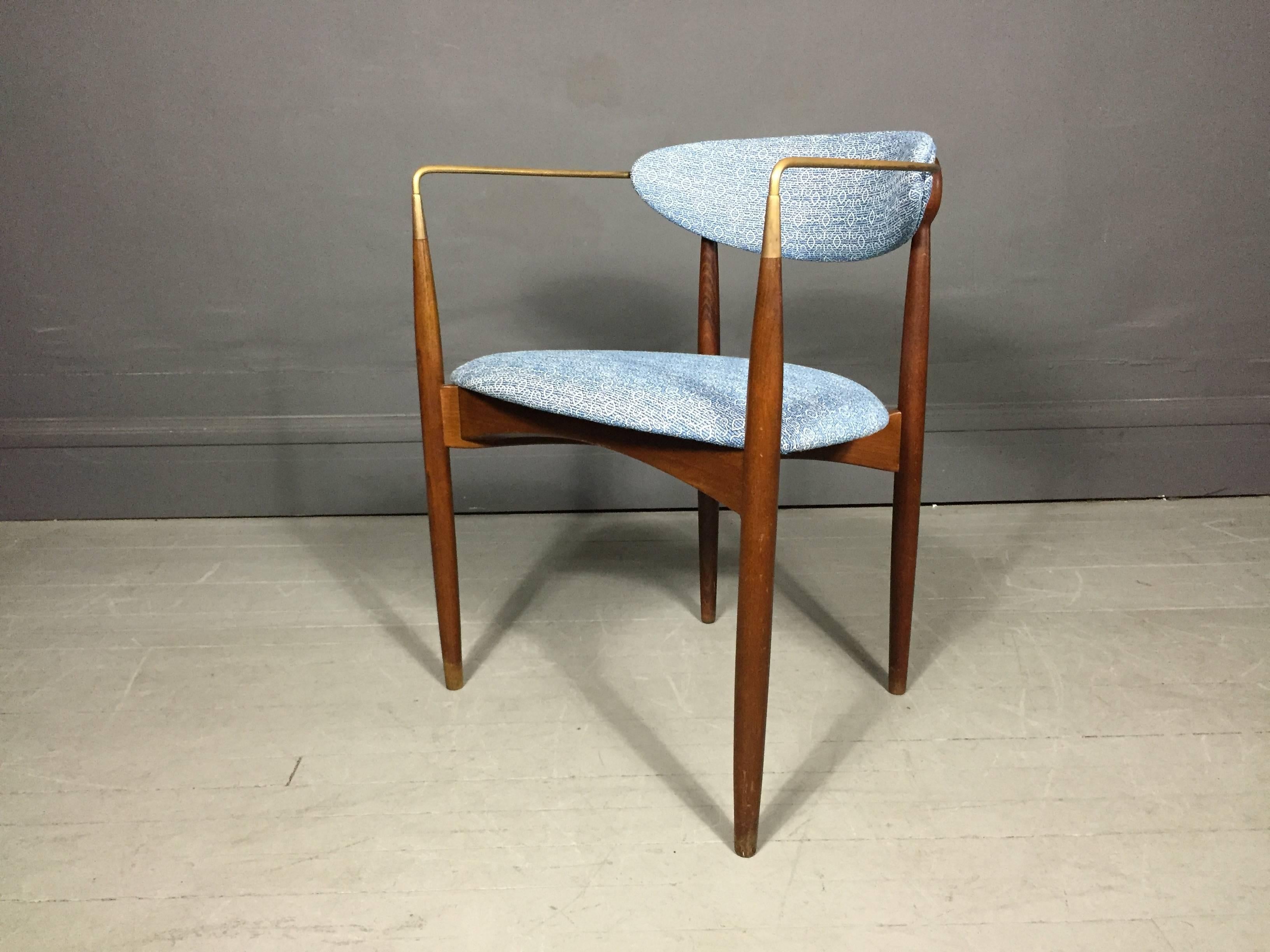 American Dan Johnson 'Viscount' Chair for Selig, Walnut and Brass, 1950s