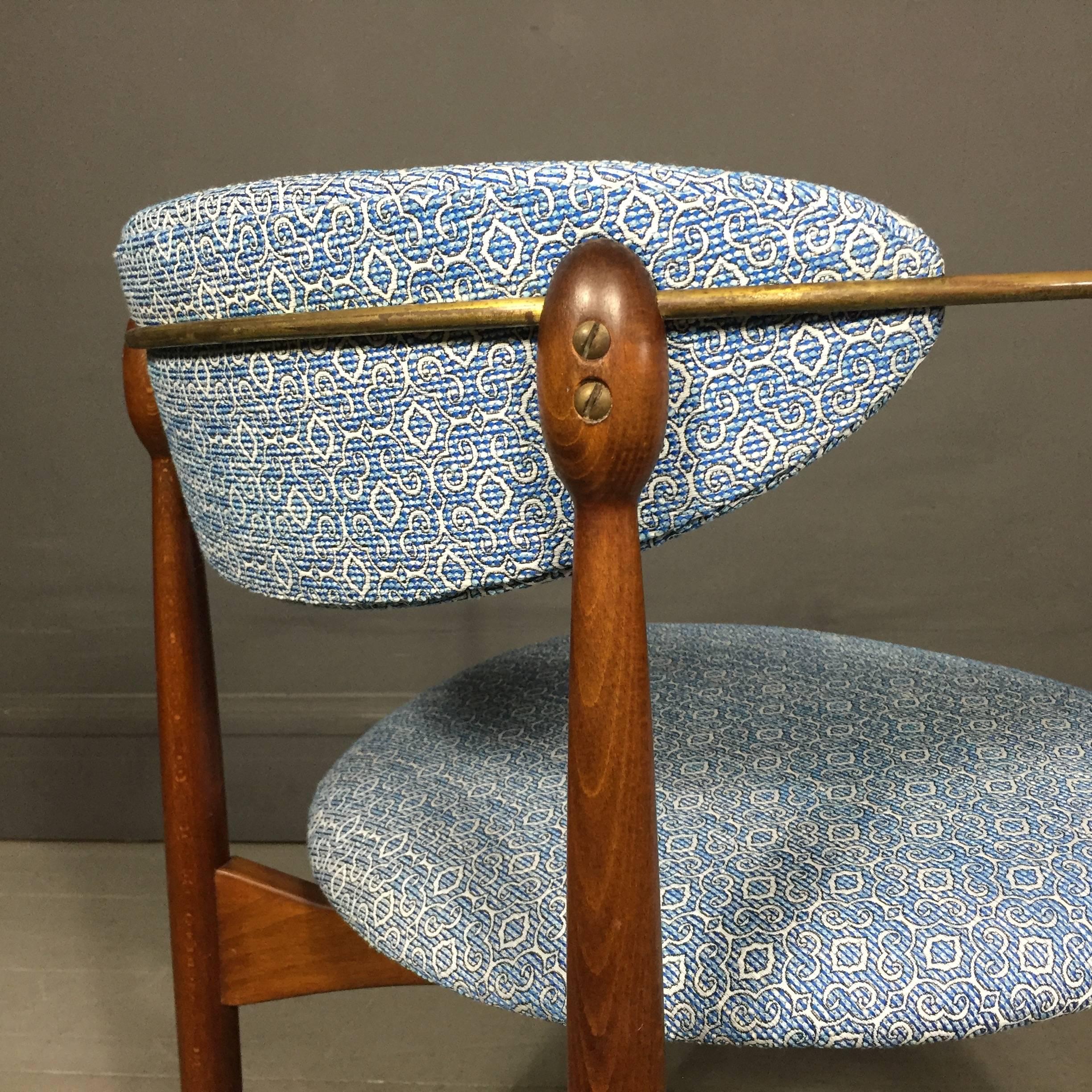 Dan Johnson 'Viscount' Chair for Selig, Walnut and Brass, 1950s 1