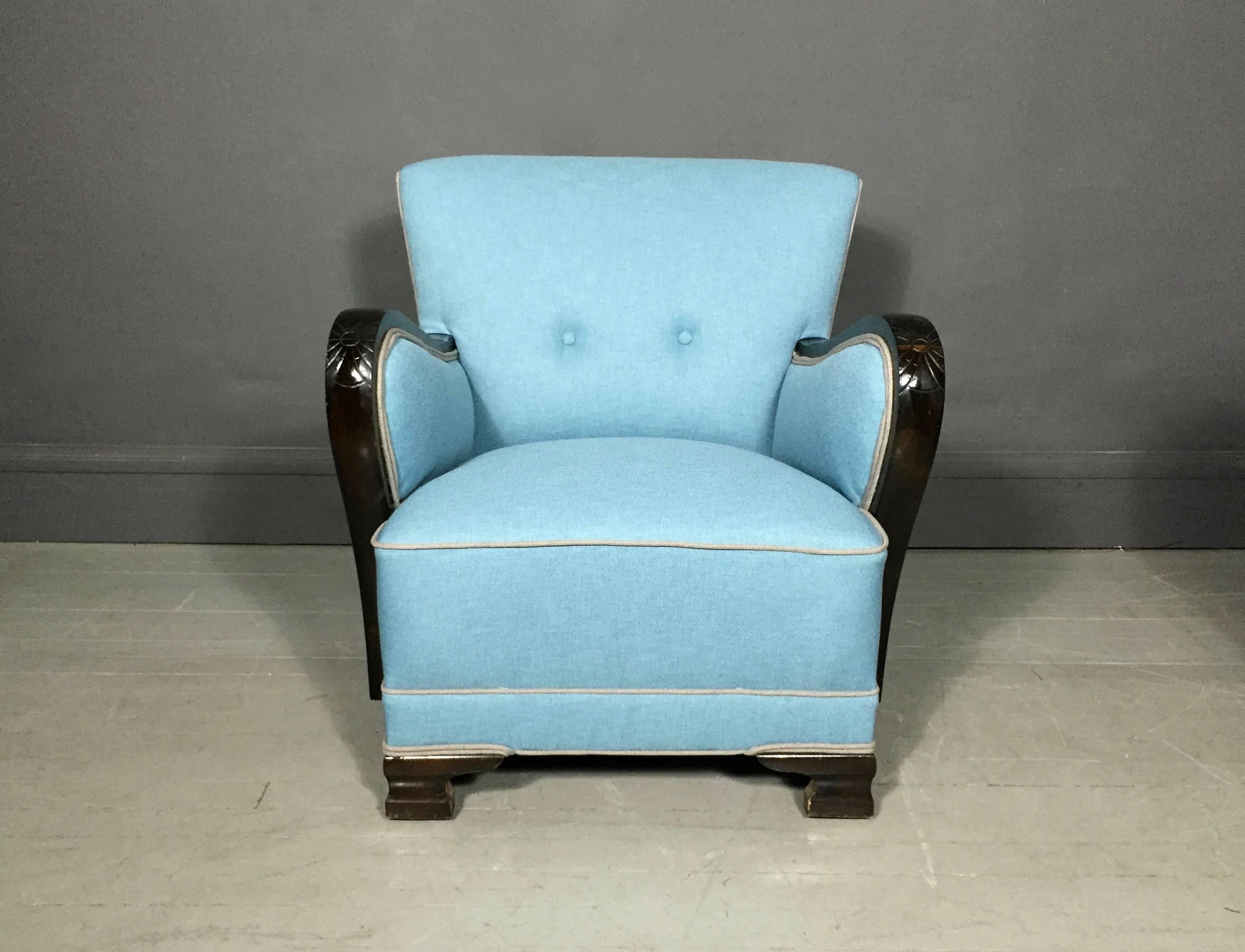 Pair of 1930s Danish Art Deco Club Chairs with Updated Upholstery 2