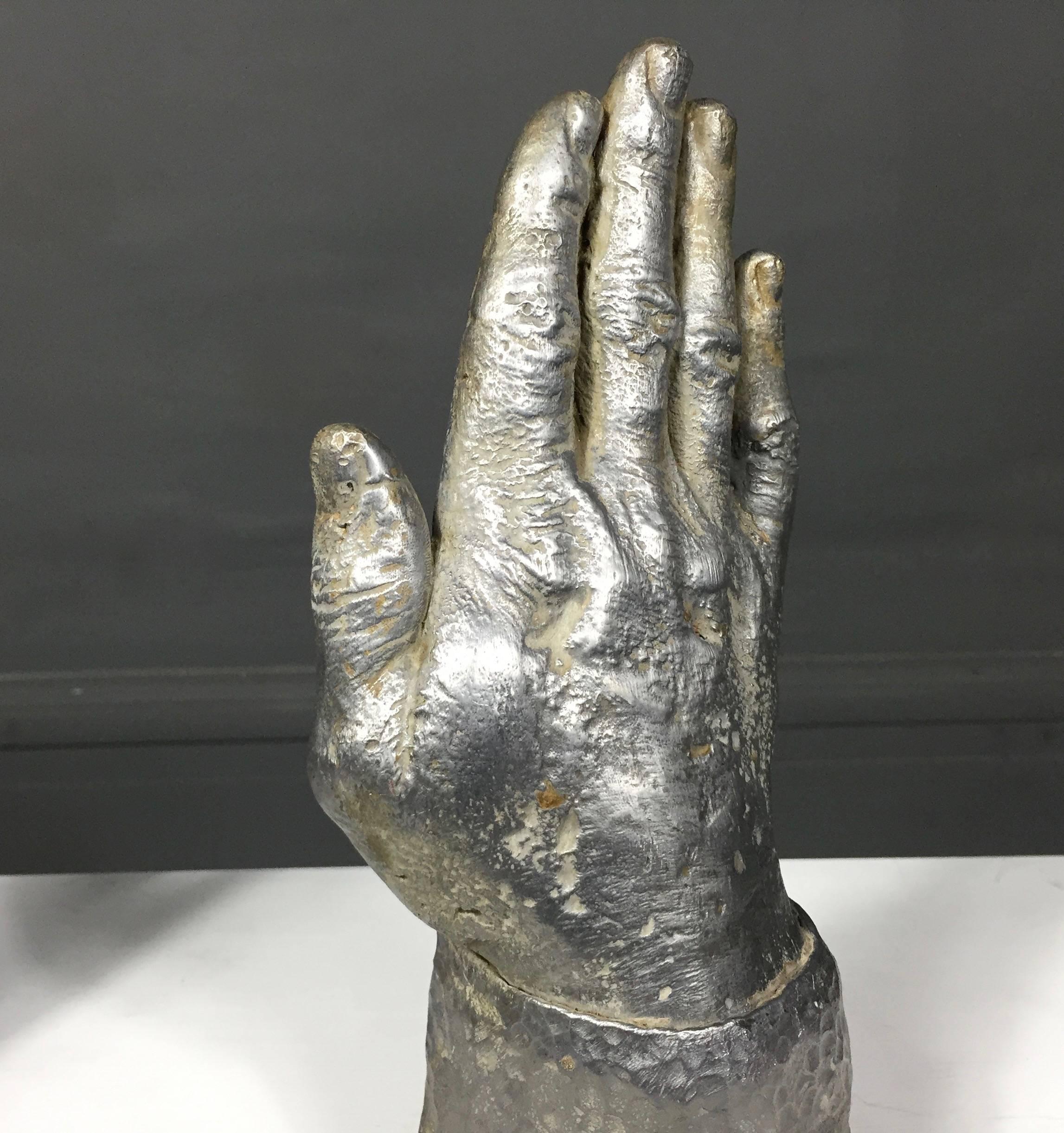 Solid Lead Sculpture Bookends of Two Hands, USA, 1970s For Sale 2