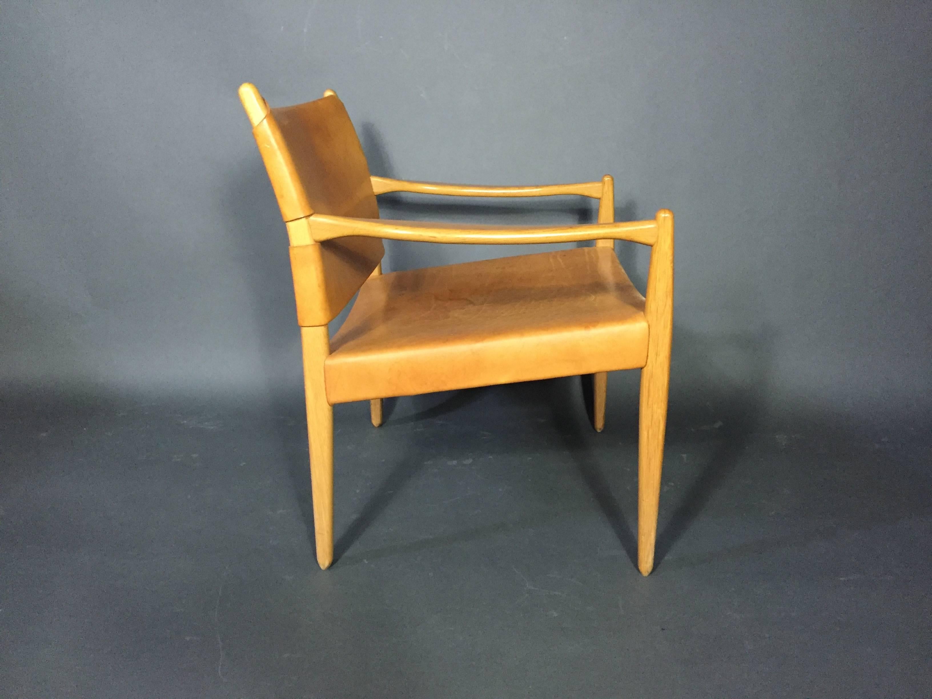 Per-Olof Scotte Saddle Leather Premiär Armchairs, Sweden, 1950s In Good Condition In Hudson, NY