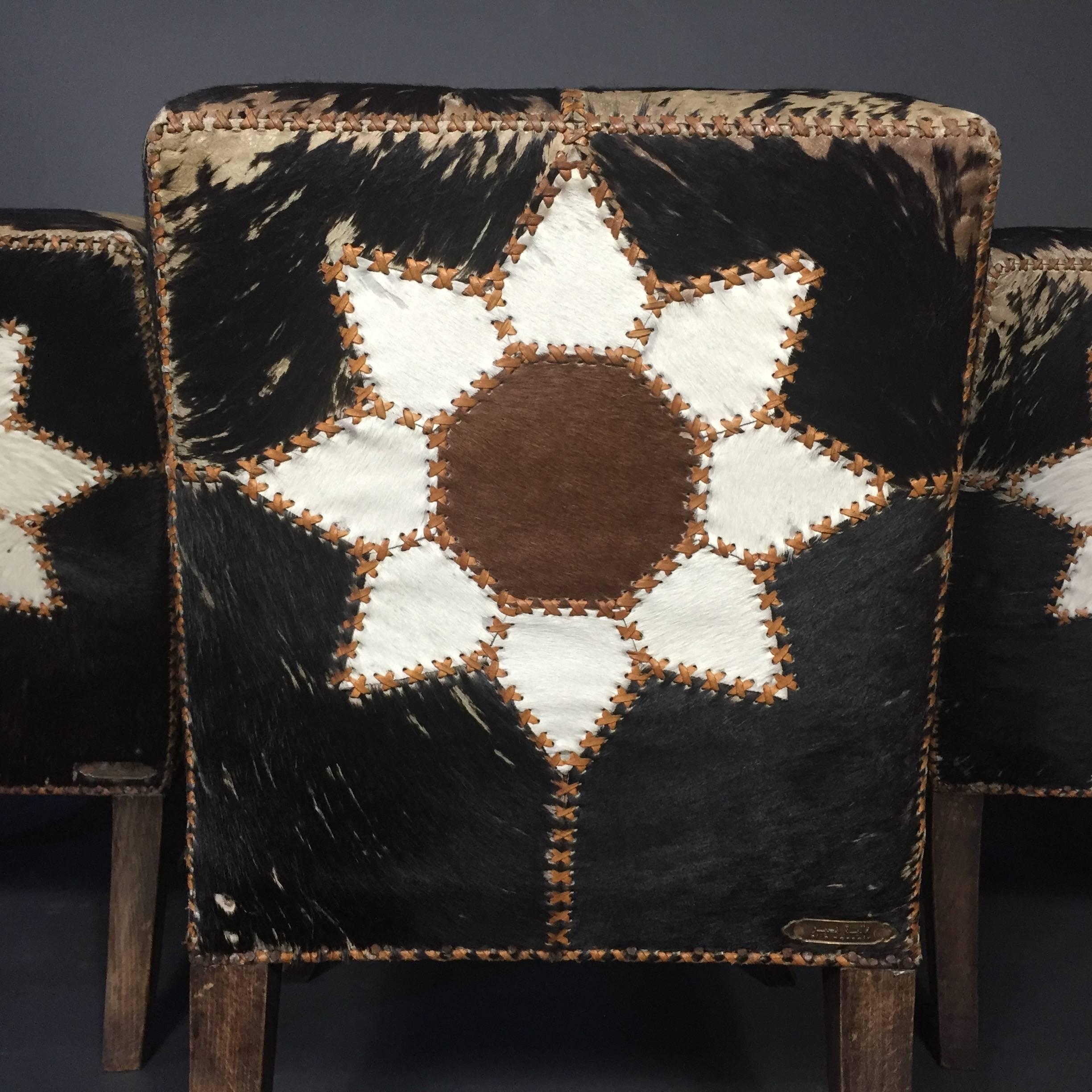 French-Arab Art Deco Dining Chairs, Original Horse-Hide, Late 1920s 5