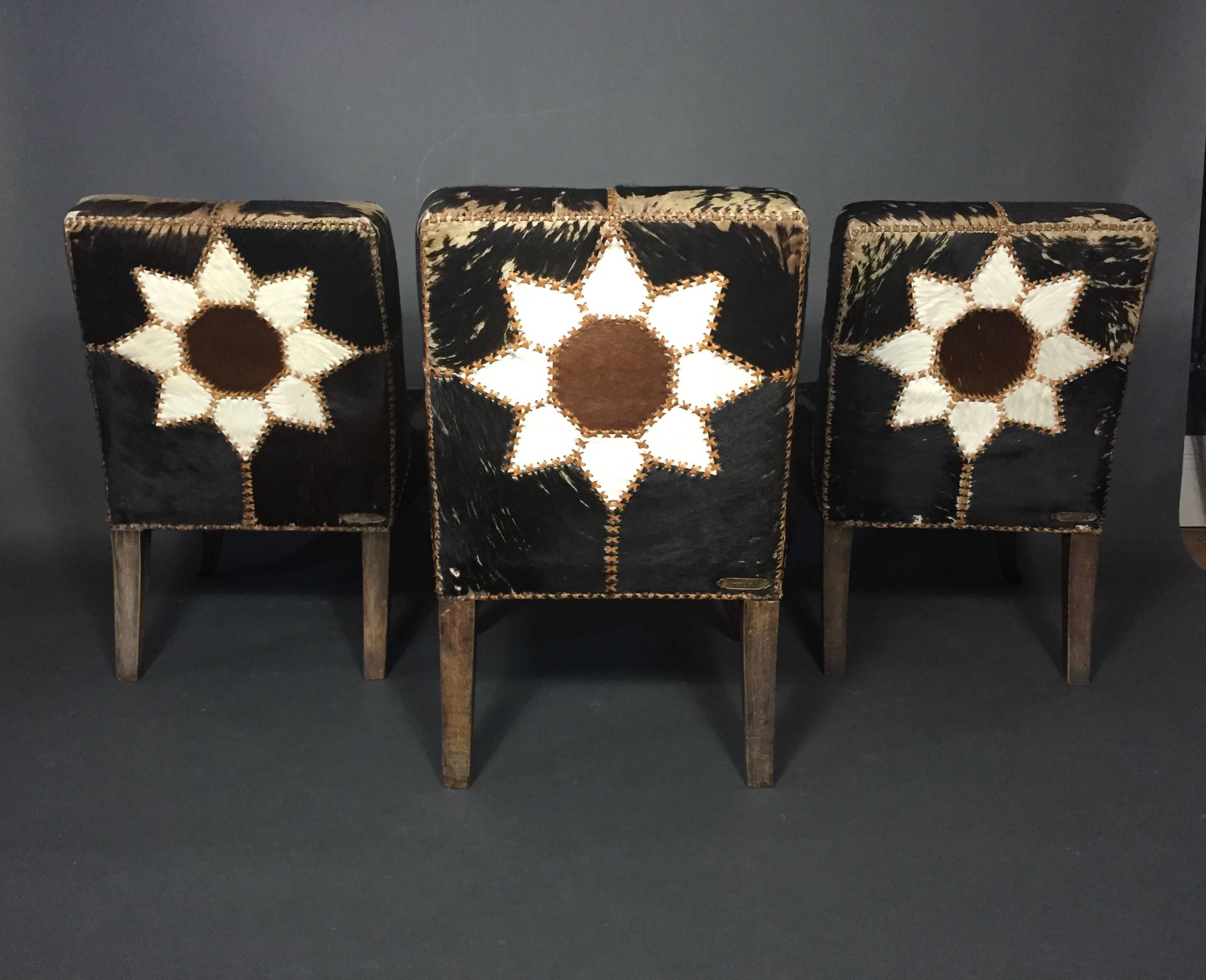 French-Arab Art Deco Dining Chairs, Original Horse-Hide, Late 1920s 1