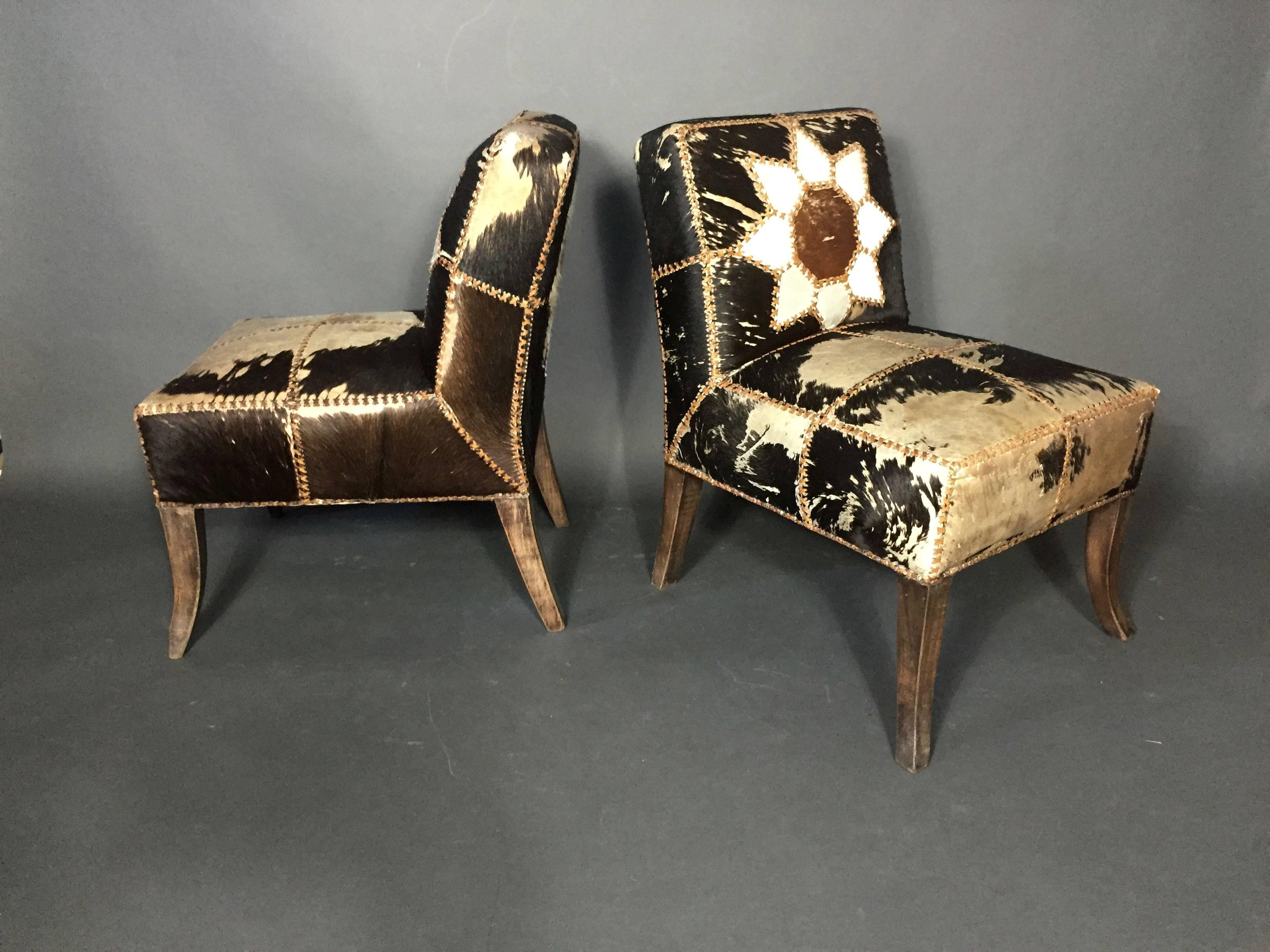 French-Arab Art Deco Dining Chairs, Original Horse-Hide, Late 1920s 2