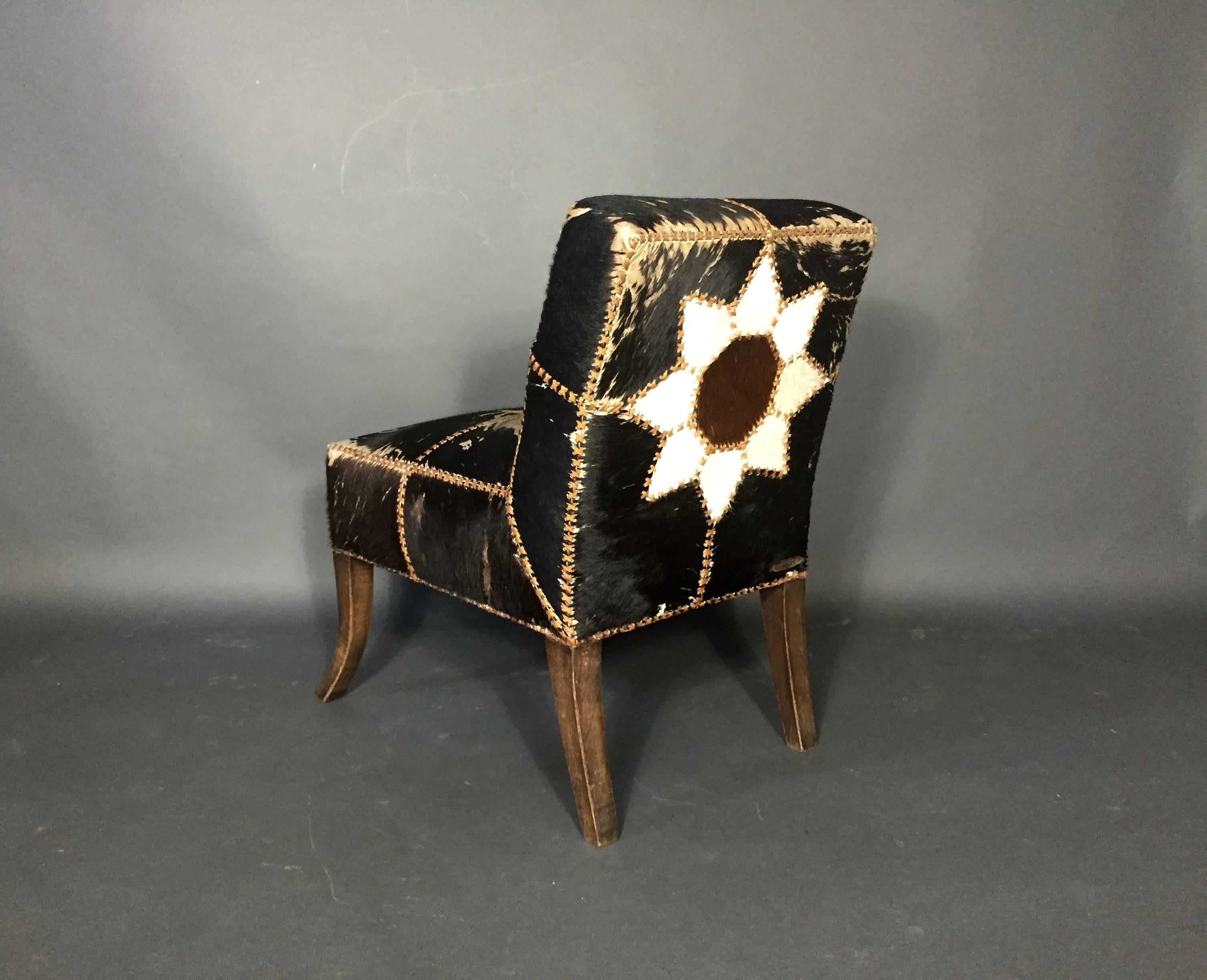 French-Arab Art Deco Dining Chairs, Original Horse-Hide, Late 1920s 4