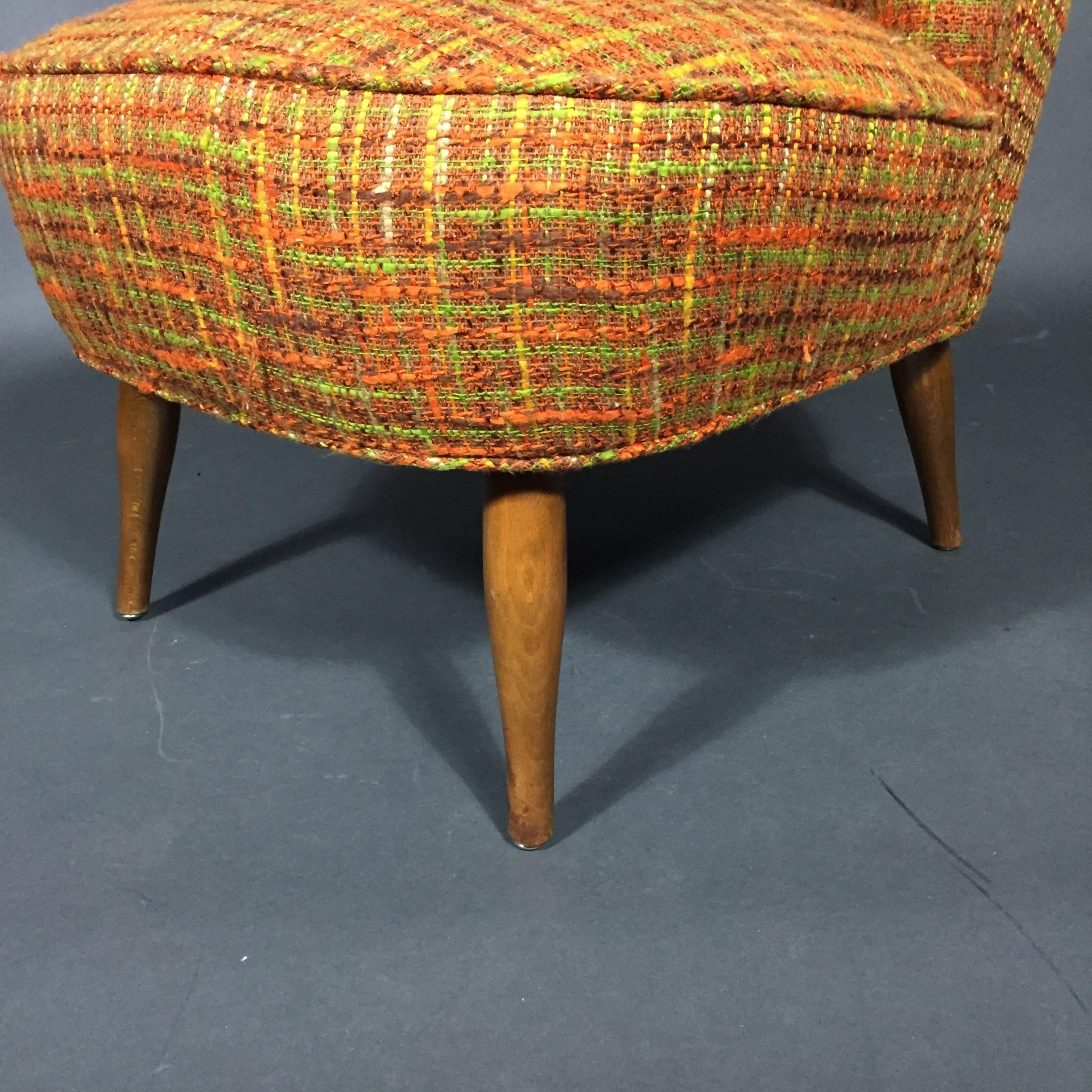 Scandinavian Modern Danish Easy Chair, circa 1950s with Vintage Boucle Fabric