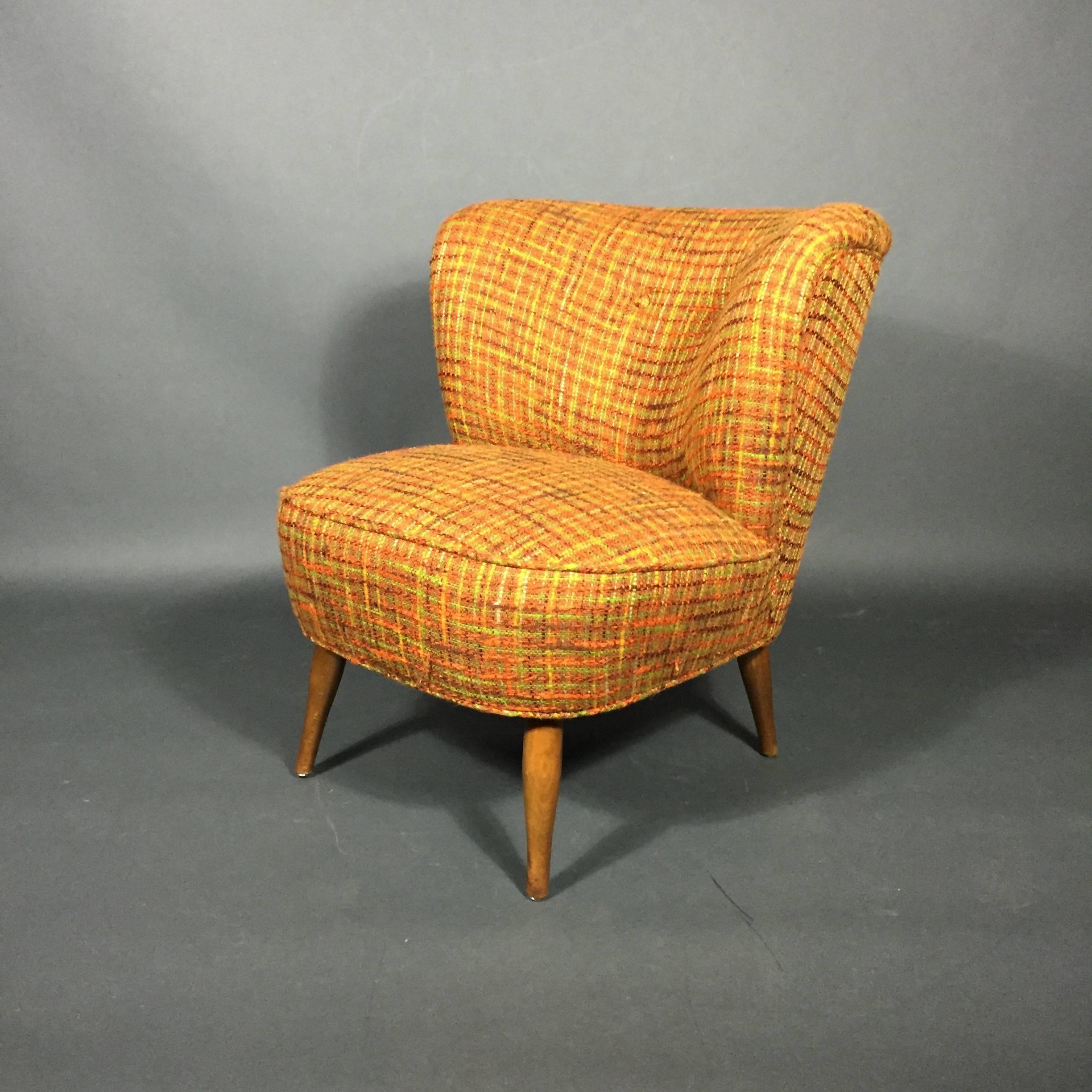 Danish Easy Chair, circa 1950s with Vintage Boucle Fabric In Excellent Condition In Hudson, NY