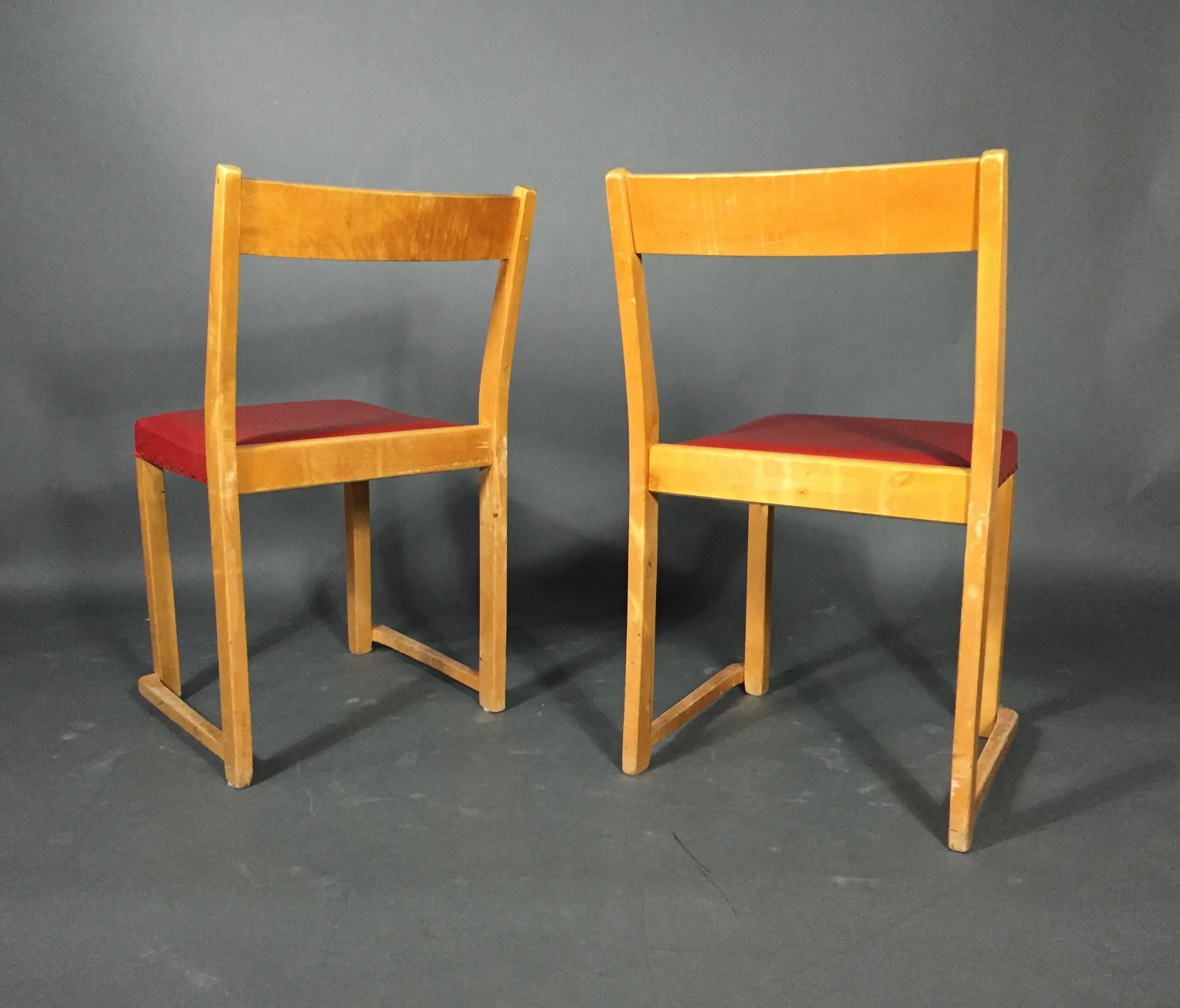 Swedish Sven Markelius Birch Stacking Chairs for Bodafors Sweden, Designed 1931