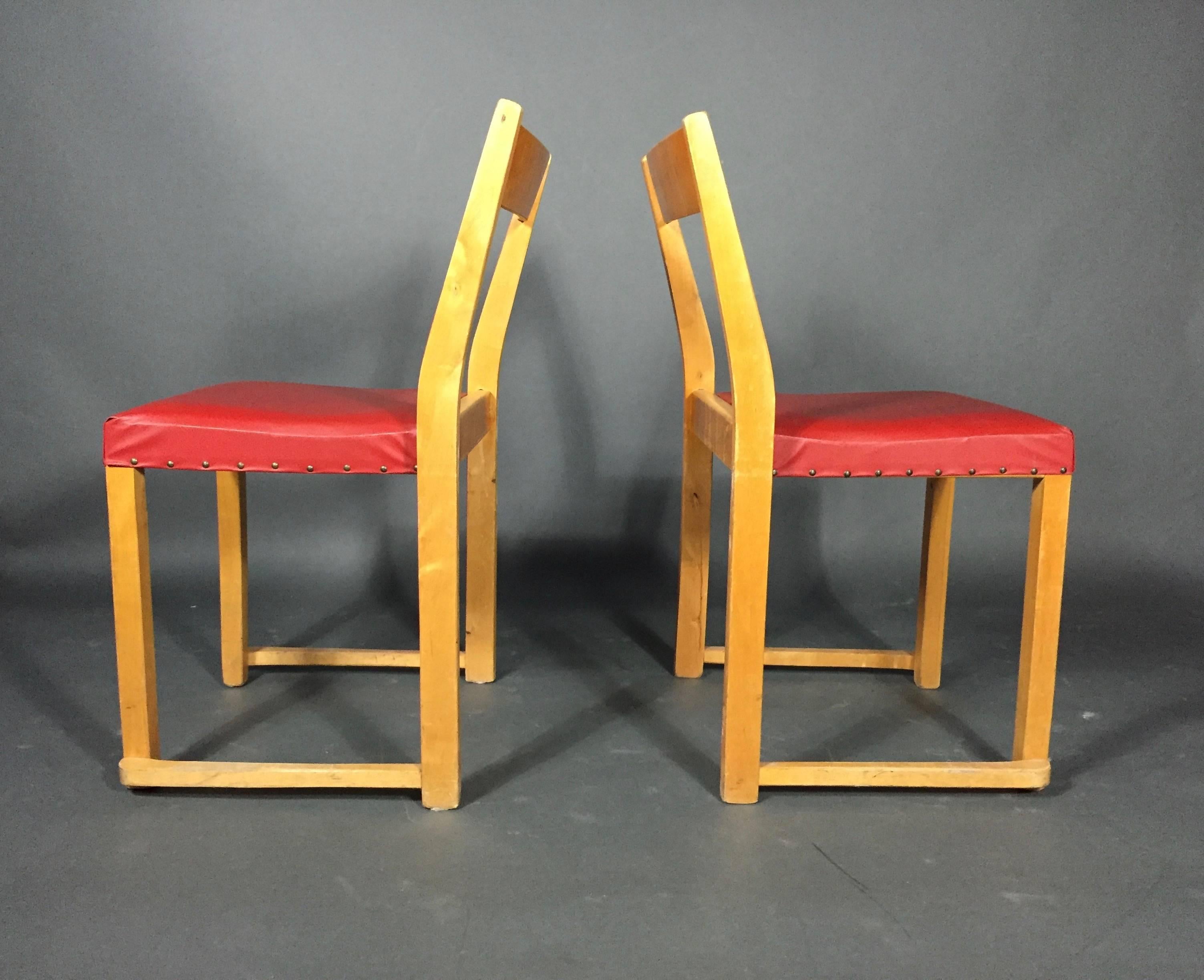 Scandinavian Modern Sven Markelius Birch Stacking Chairs for Bodafors Sweden, Designed 1931