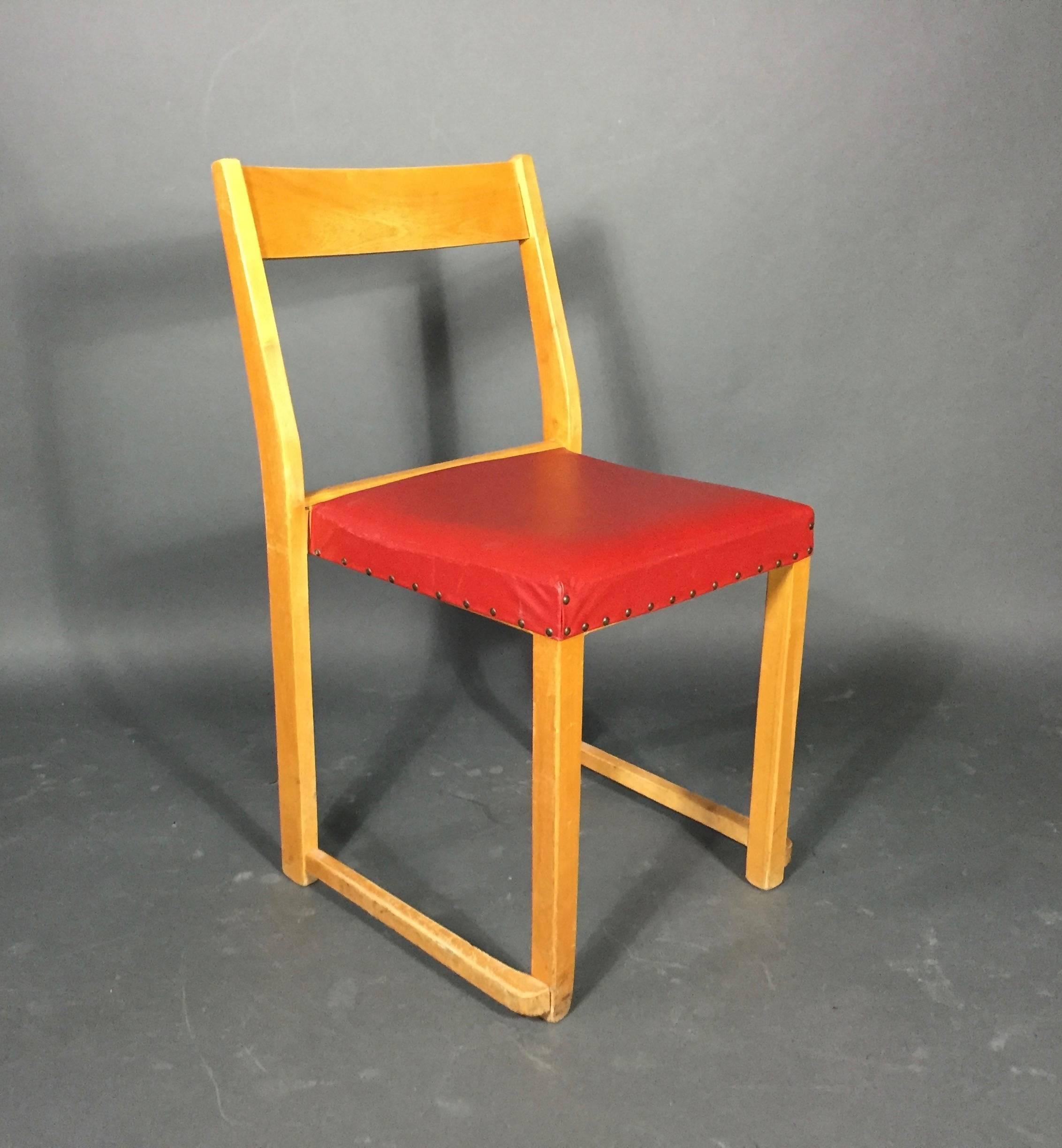 Mid-20th Century Sven Markelius Birch Stacking Chairs for Bodafors Sweden, Designed 1931