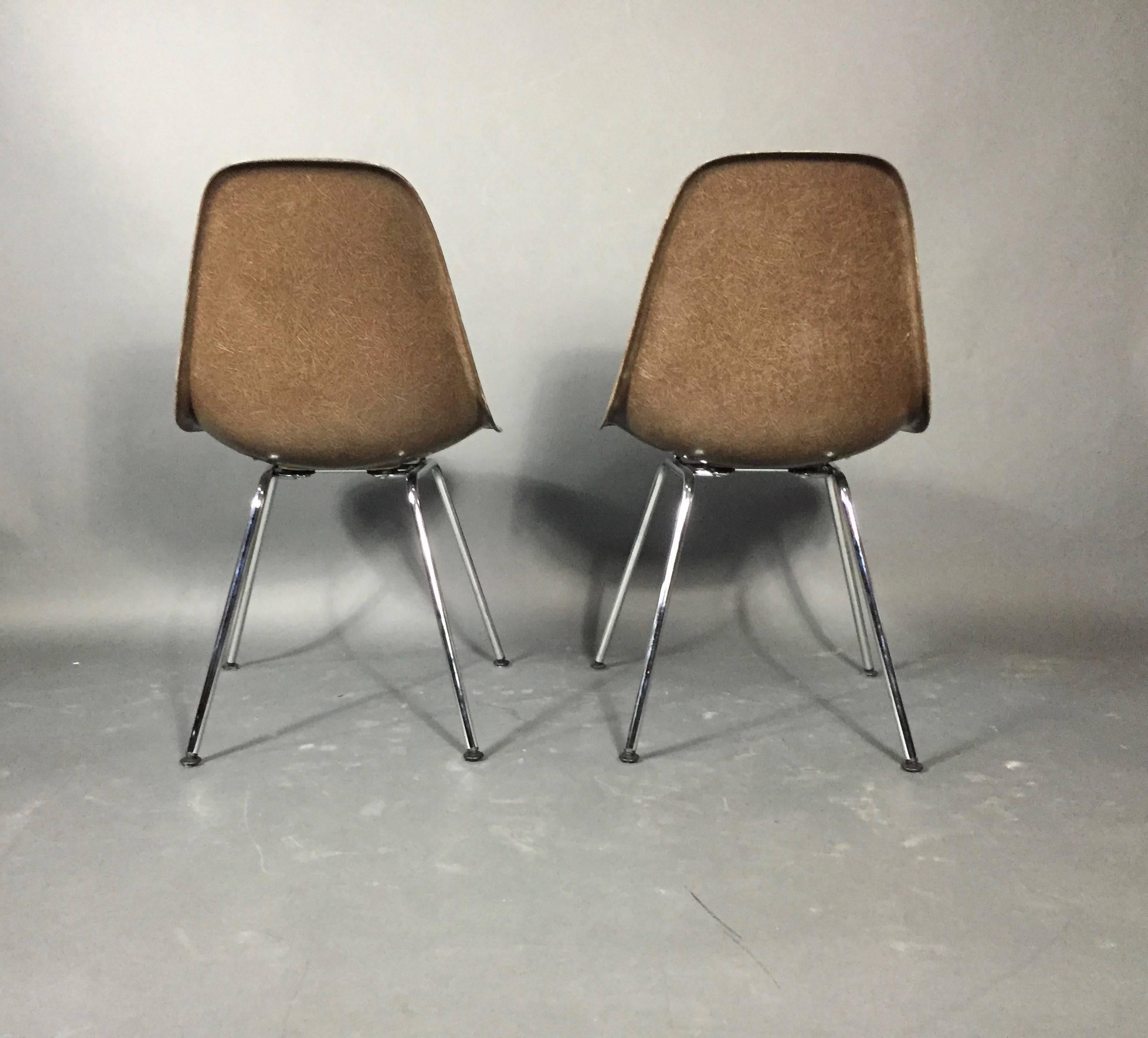 Charles and Ray Eames Fiberglass Shell Chairs, Vitra Base, Skai Seating In Excellent Condition In Hudson, NY