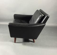 Georg Thams Black Leather and Rosewood Lounge Chair, Denmark, 1964