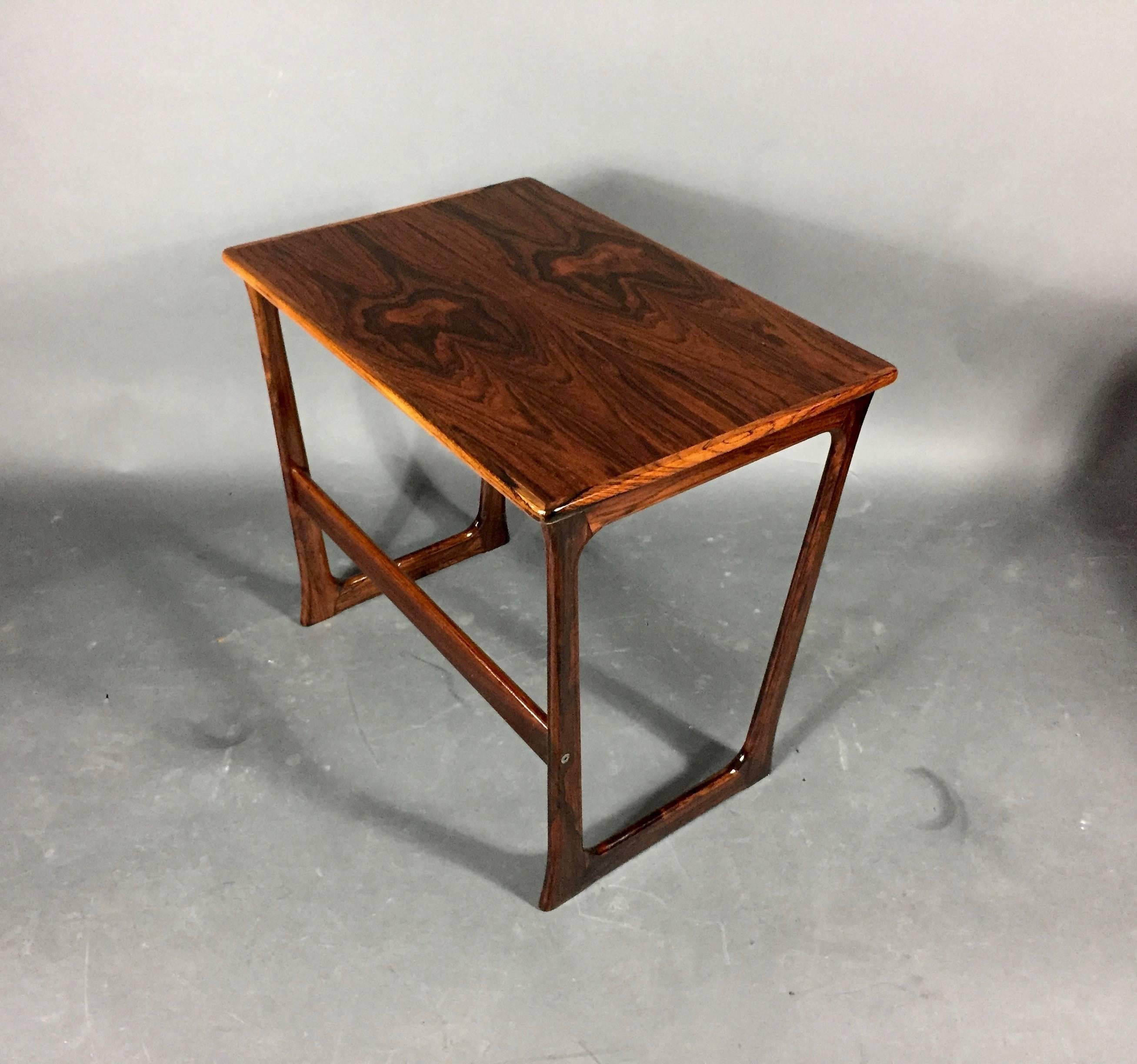 Mid-20th Century American Modern Square-Base Rosewood Nesting Tables, 1960s