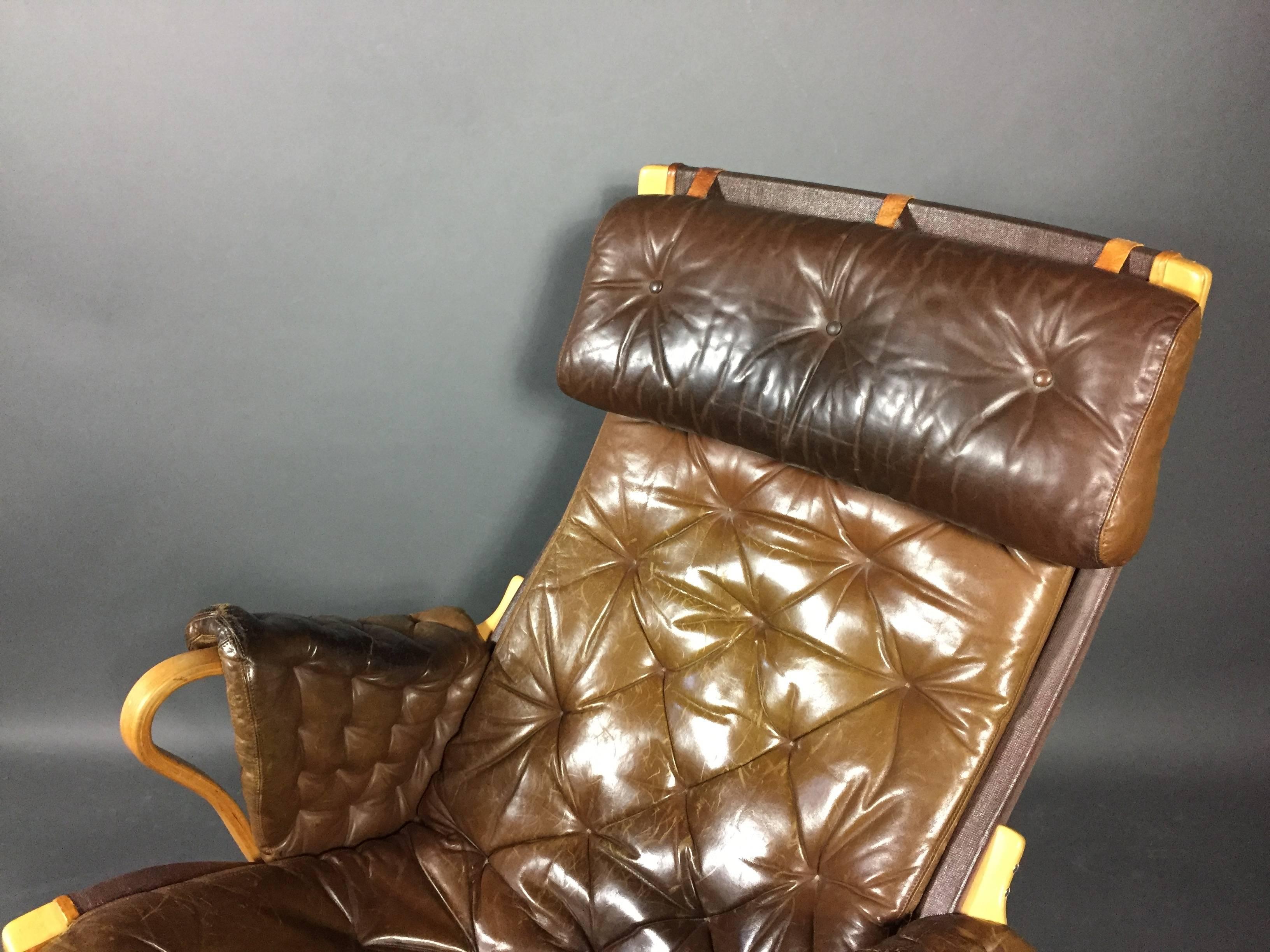 Late 20th Century Bruno Mathsson Brown Leather 