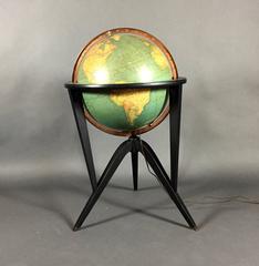 Edward Wormley Black Lacquered Illuminated Globe, USA, 1950s