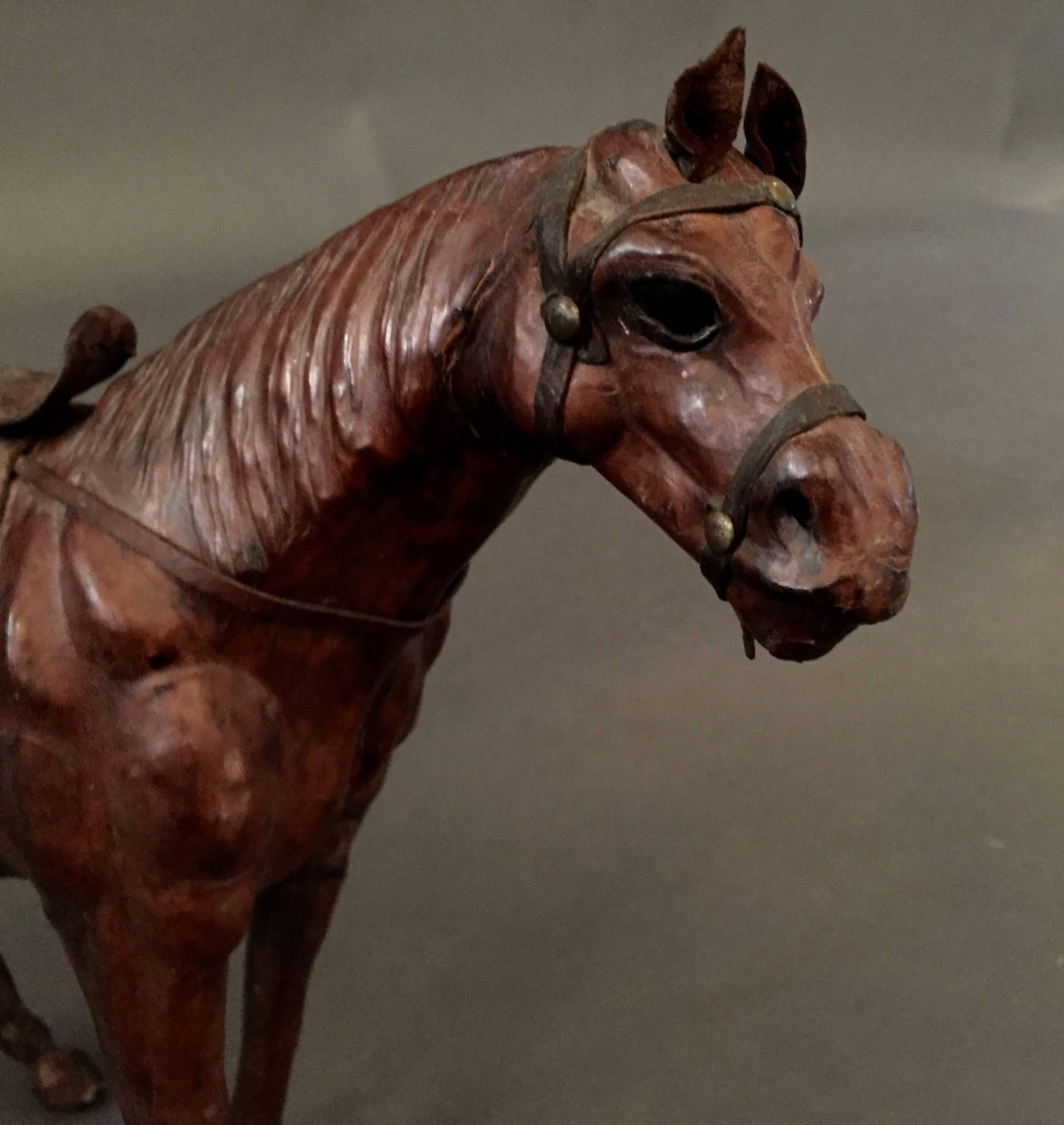 Leather Wrapped Horse Sculptures, USA, 1940s In Good Condition In Hudson, NY