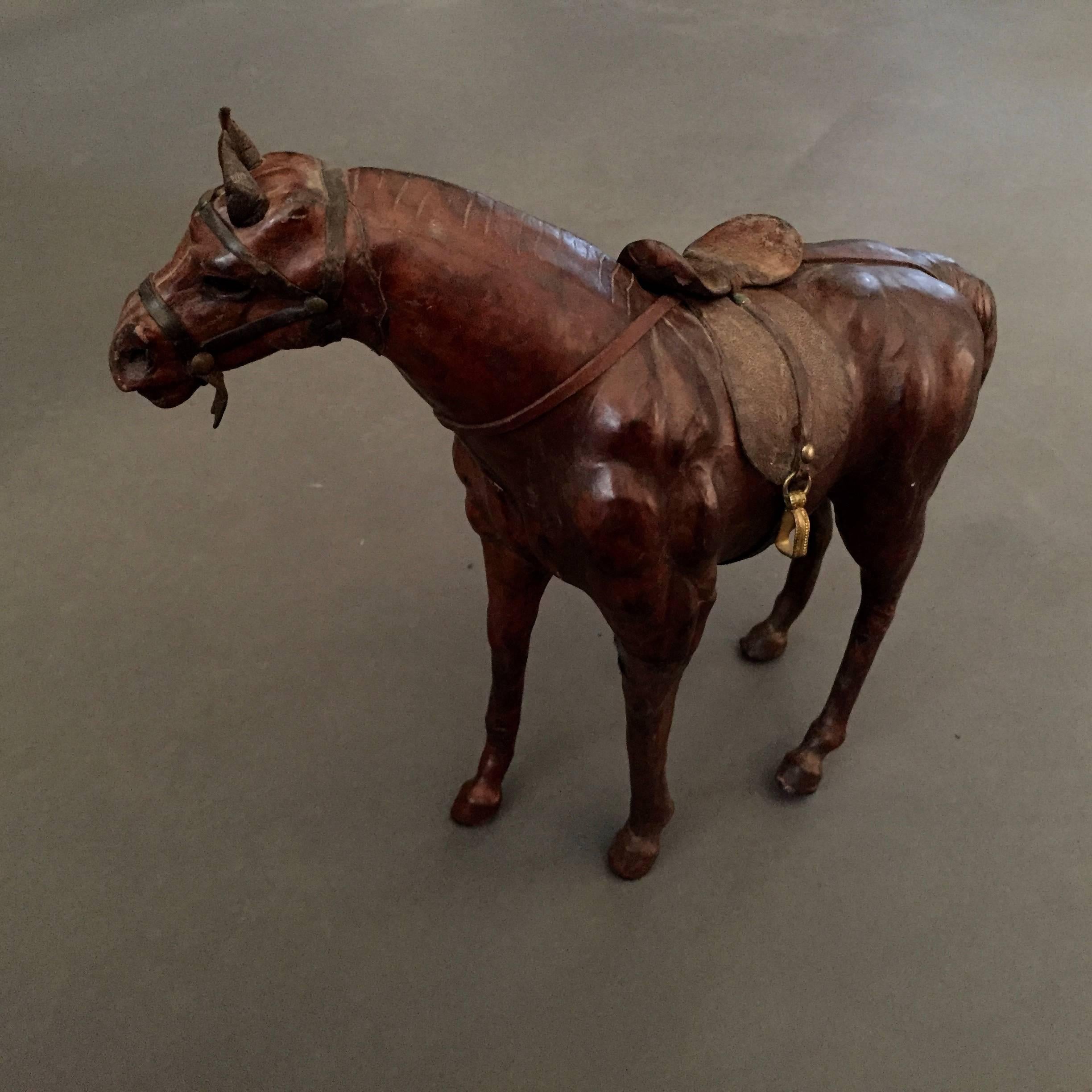 Mid-20th Century Leather Wrapped Horse Sculptures, USA, 1940s