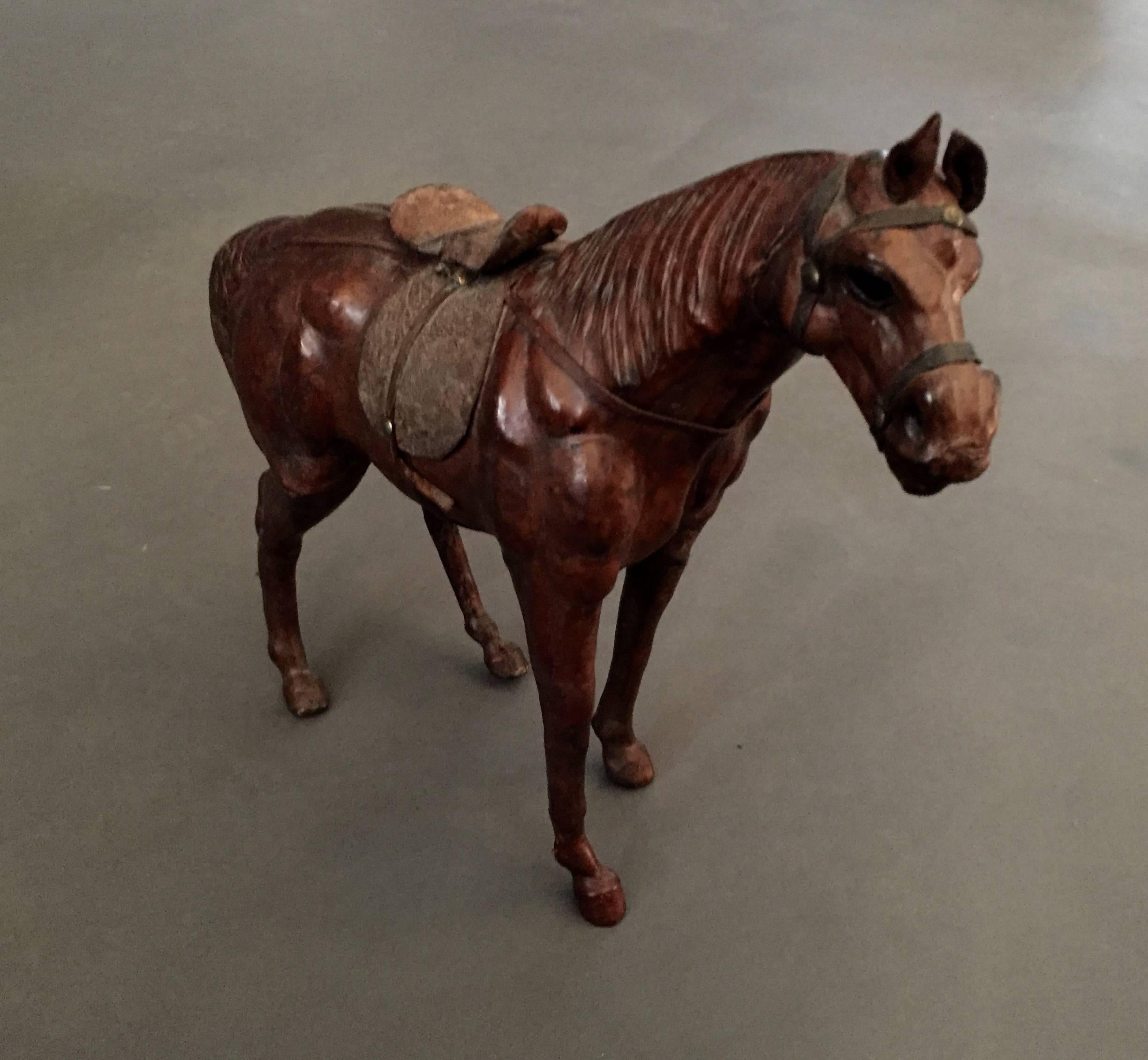 American Craftsman Leather Wrapped Horse Sculptures, USA, 1940s